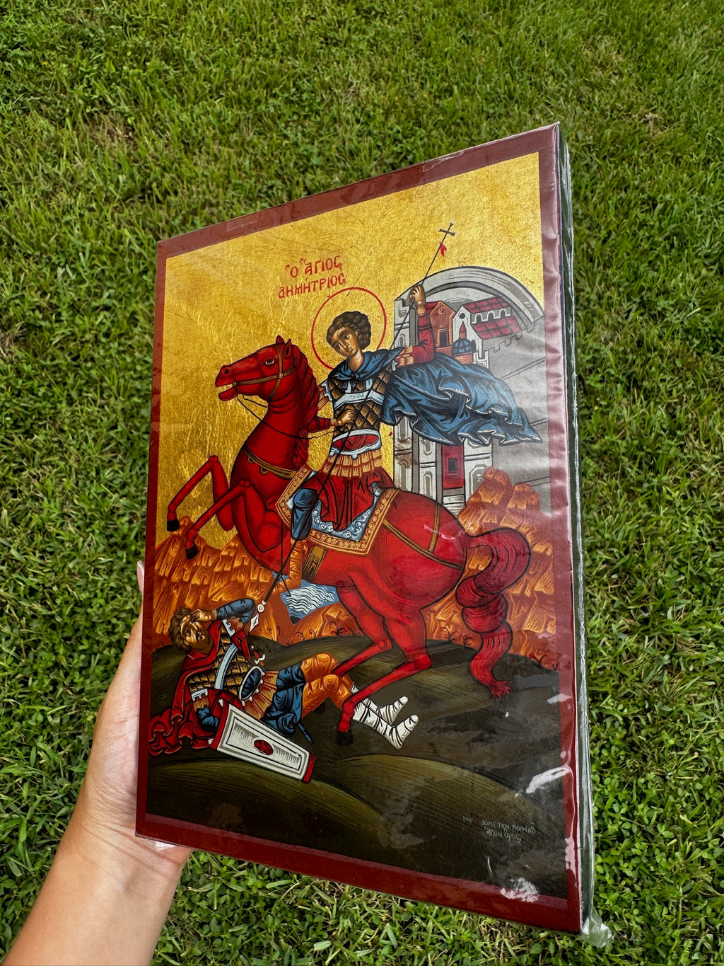 Saint Demetrios of Thessaloniki Orthodox Icon | 18kt Gold Leaf Byzantine Icon