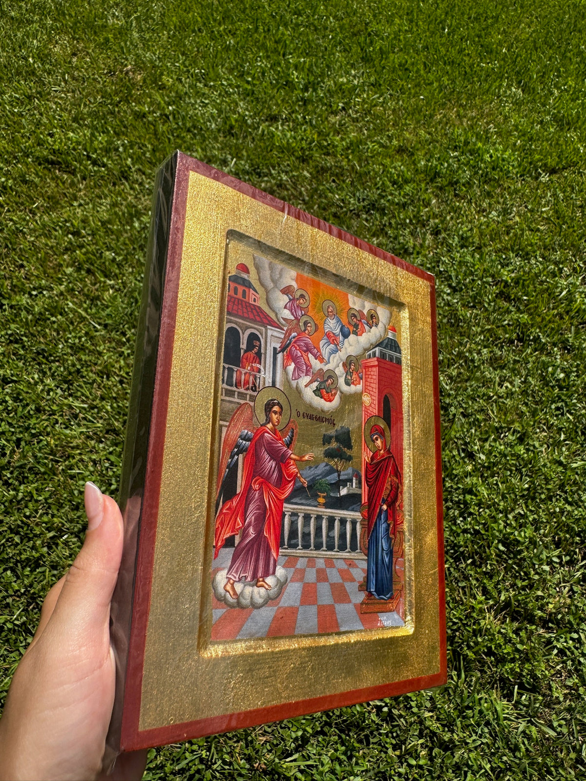 Annunciation Orthodox Icon | 18kt Gold Leaf Byzantine Icon