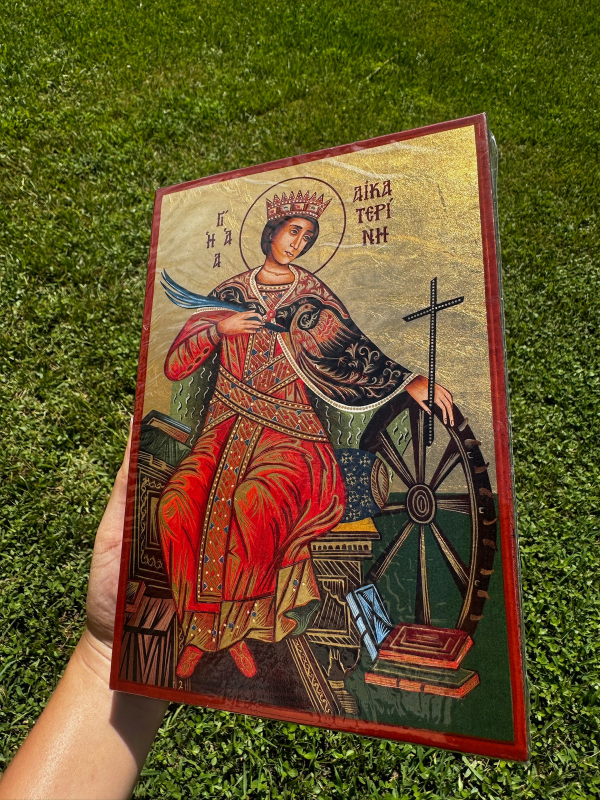 Saint Catherine of Alexandria Orthodox Icon | 18kt Gold Leaf Byzantine Icon