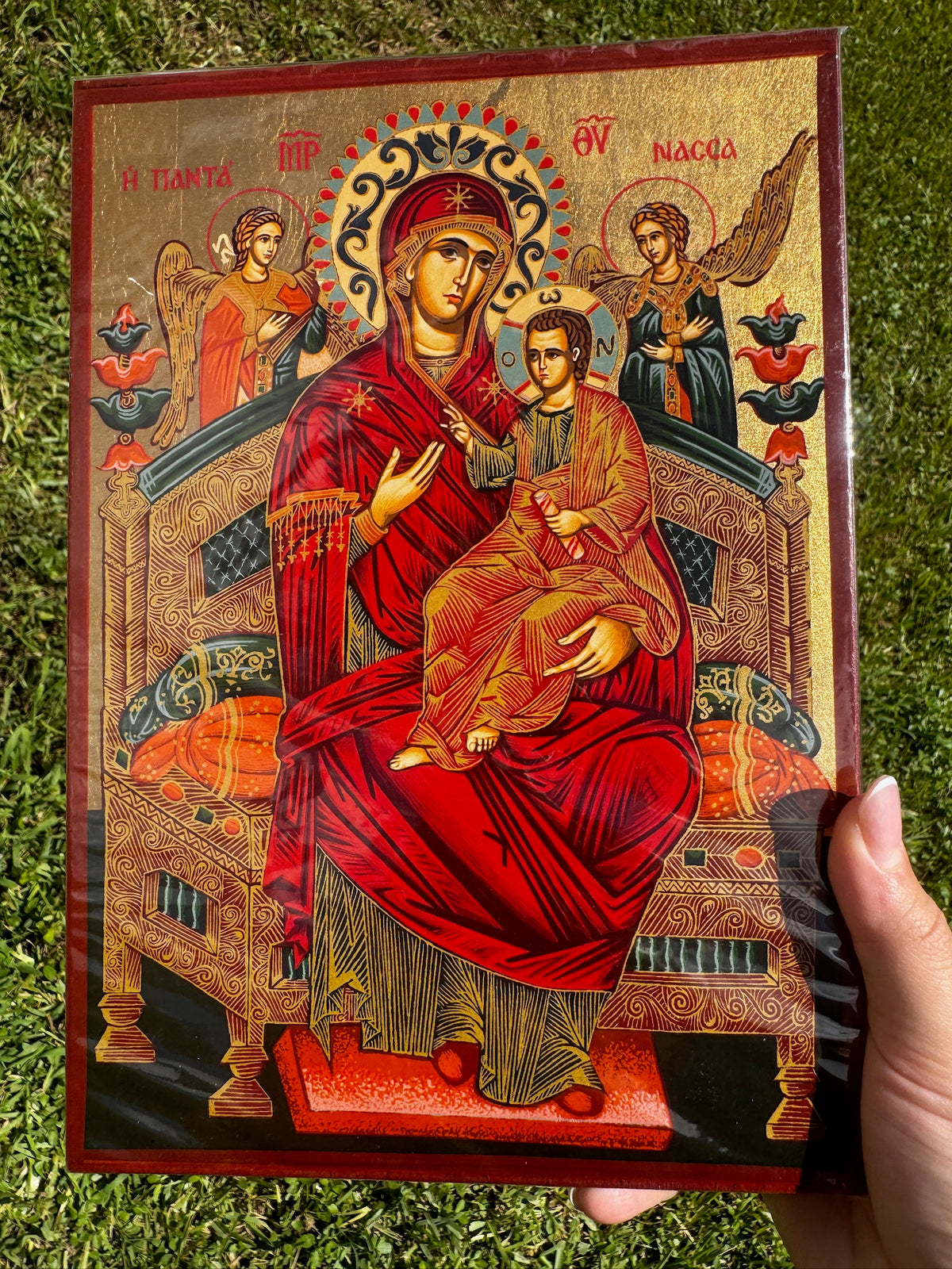 Virgin Mary Pantanassa Orthodox Icon | 18kt Gold Leaf Byzantine Icon