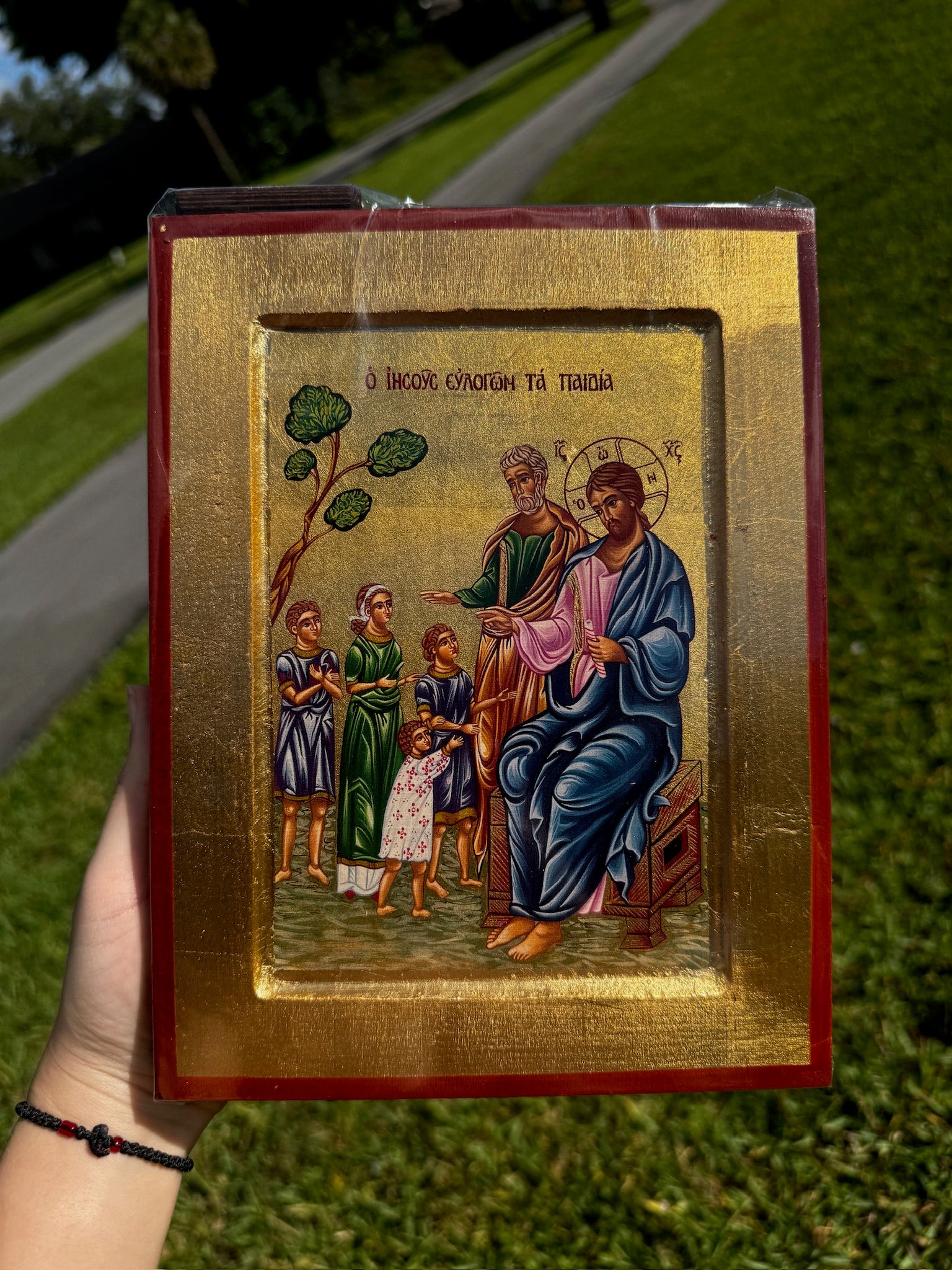 Christ Blessing the Children Orthodox Icon | 18kt Gold Leaf Byzantine Icon