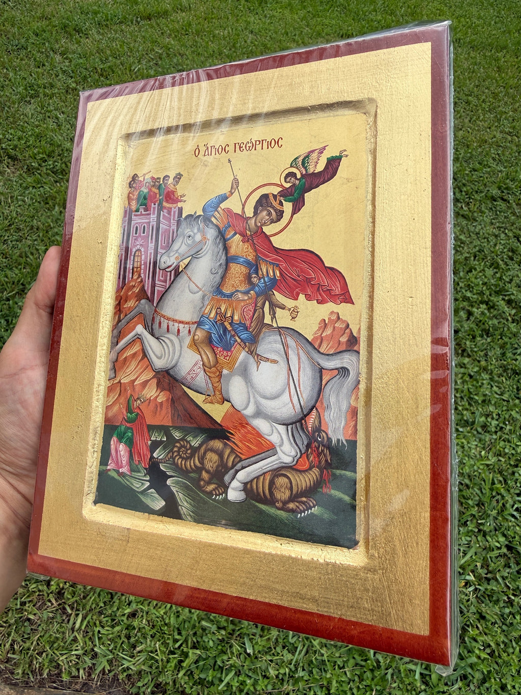 Saint George Orthodox Icon | 18kt Gold Leaf Byzantine Icon