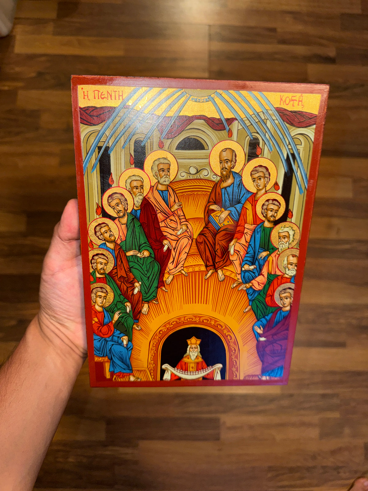 Pentecost Orthodox Icon | 18kt Gold Leaf Byzantine Icon