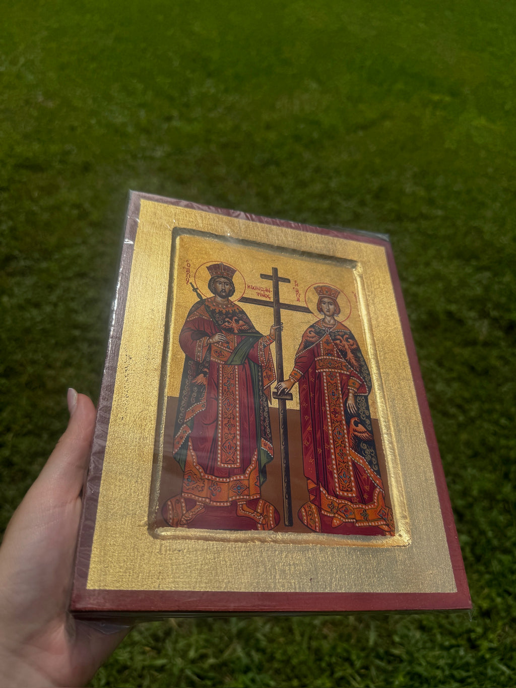 Saints Constantine and Helen Orthodox Icon | 18kt Gold Leaf Byzantine Icon
