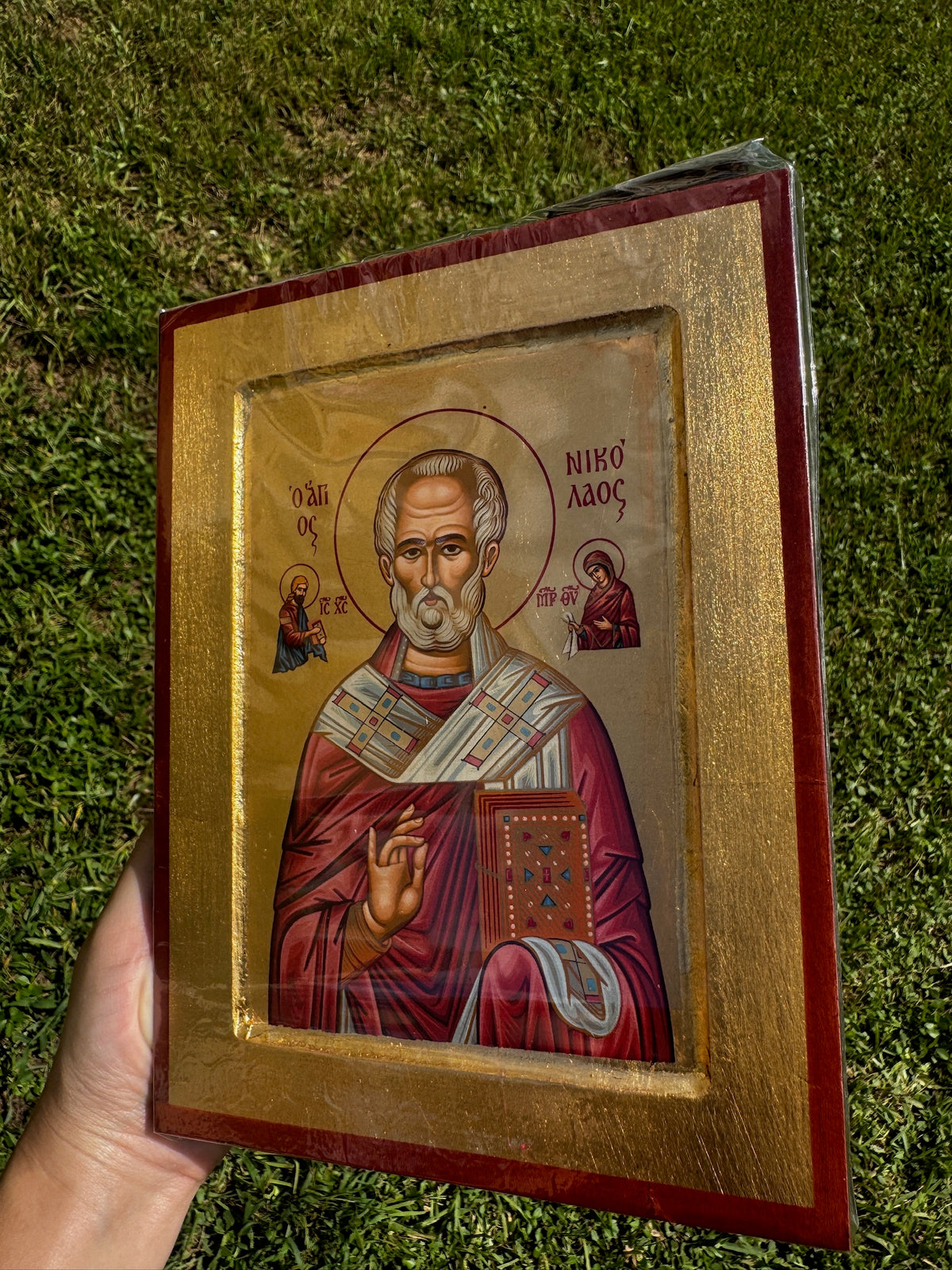 Saint Nicholas Orthodox Icon | 18kt Gold Leaf Byzantine Icon