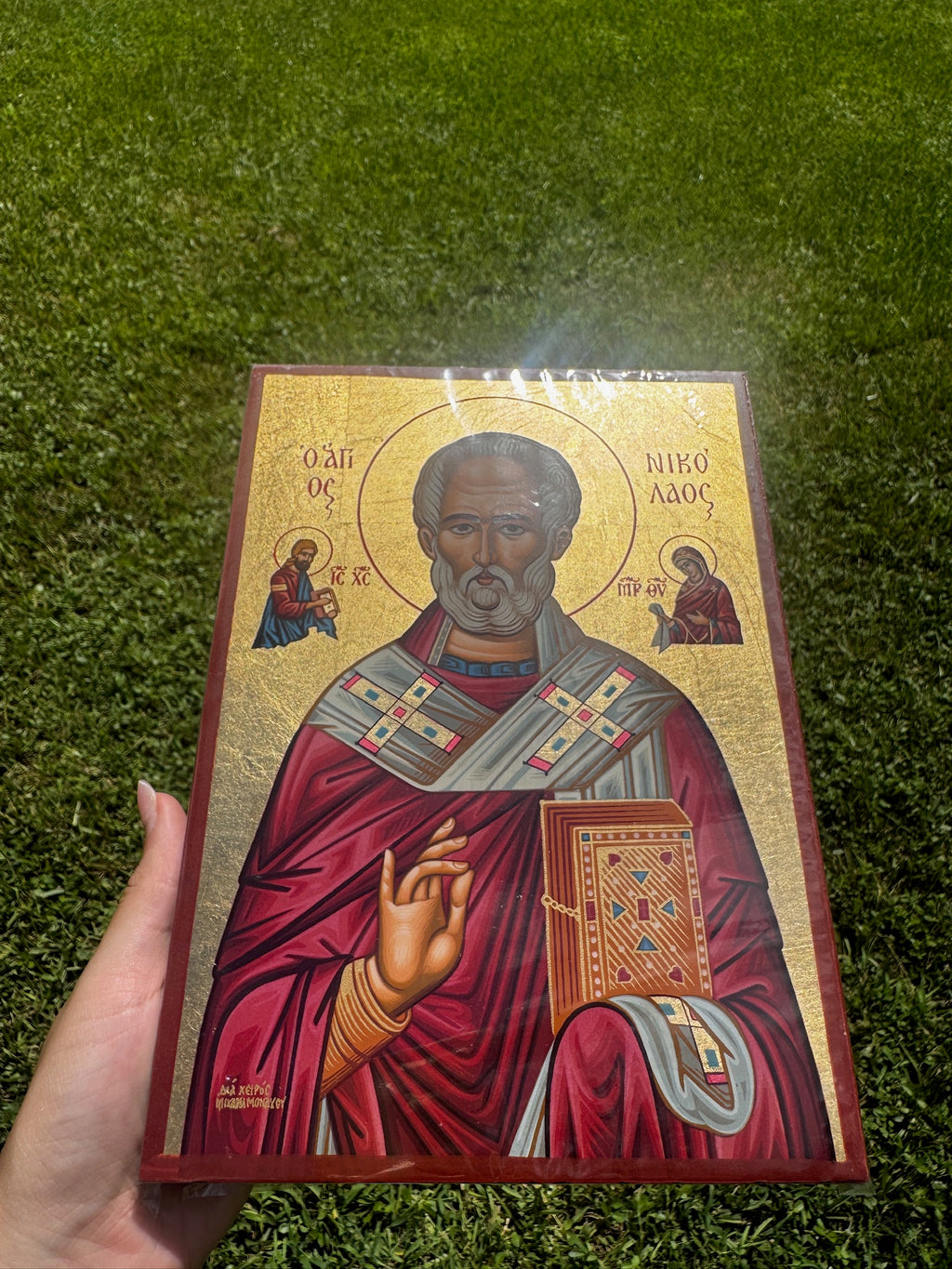 Saint Nicholas Orthodox Icon | 18kt Gold Leaf Byzantine Icon