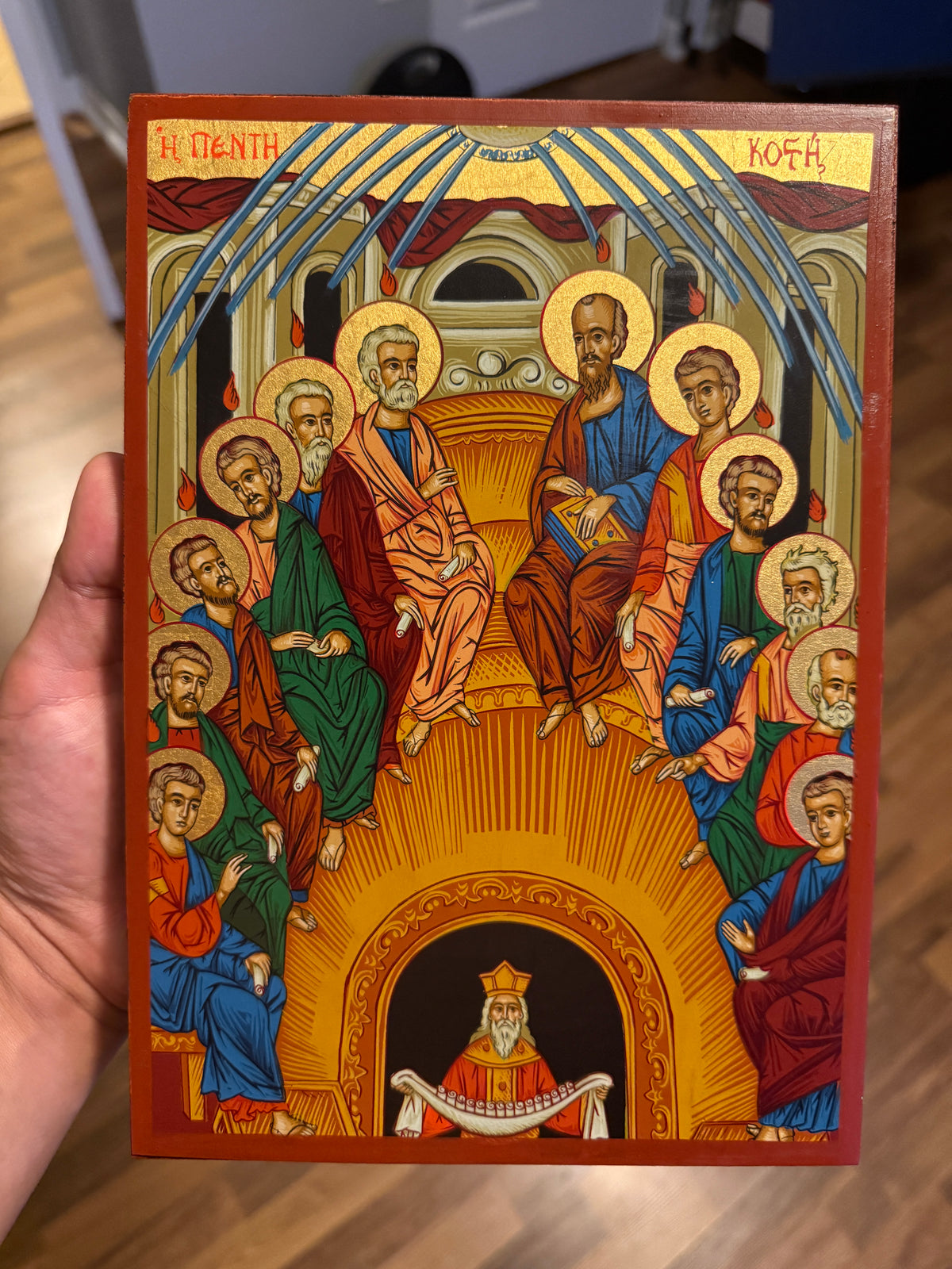 Pentecost Orthodox Icon | 18kt Gold Leaf Byzantine Icon