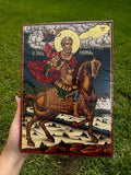 Saint Minas Orthodox Icon | 18kt Gold Leaf Byzantine Icon
