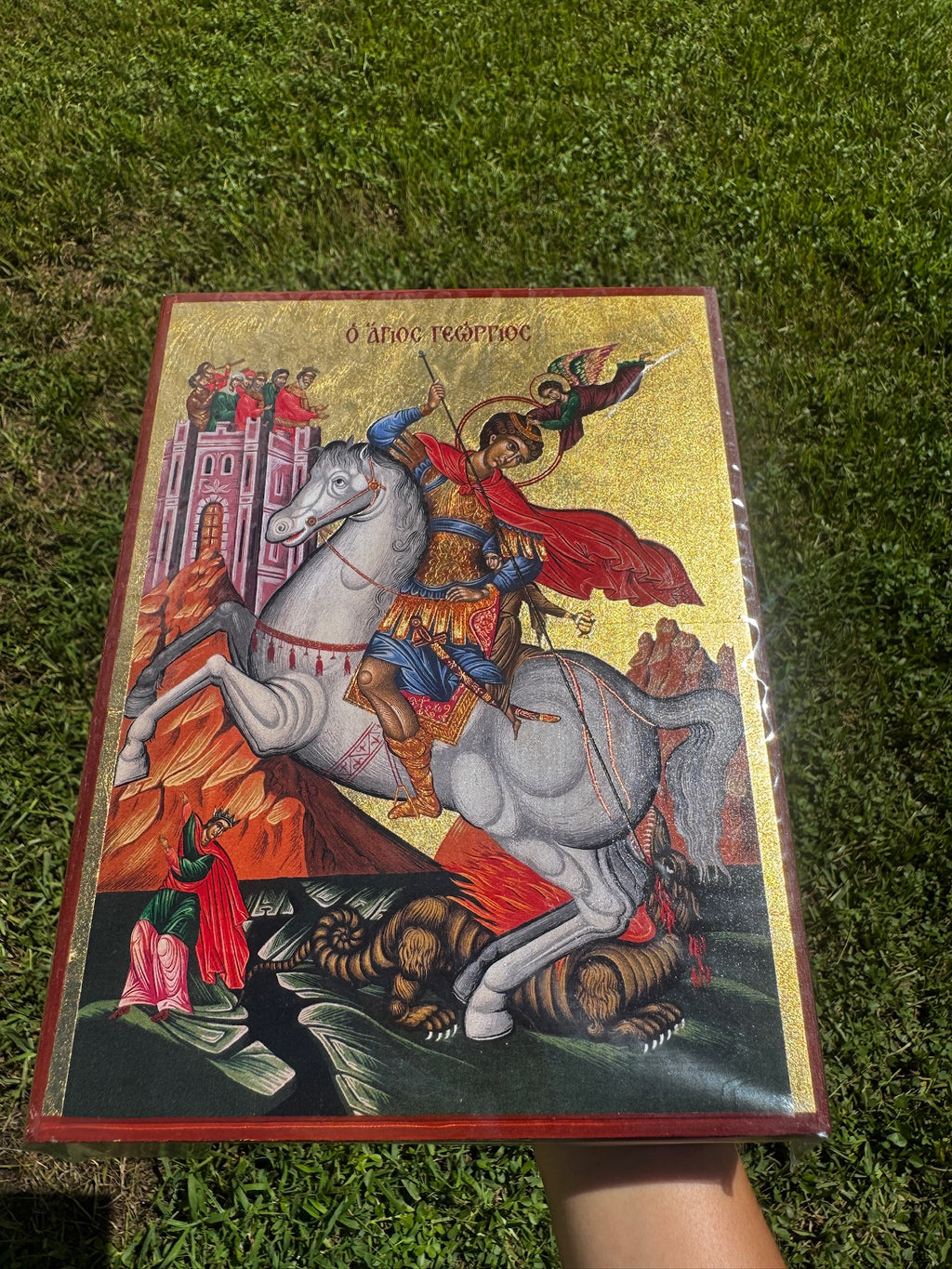 Saint George Orthodox Icon | 18kt Gold Leaf Byzantine Icon