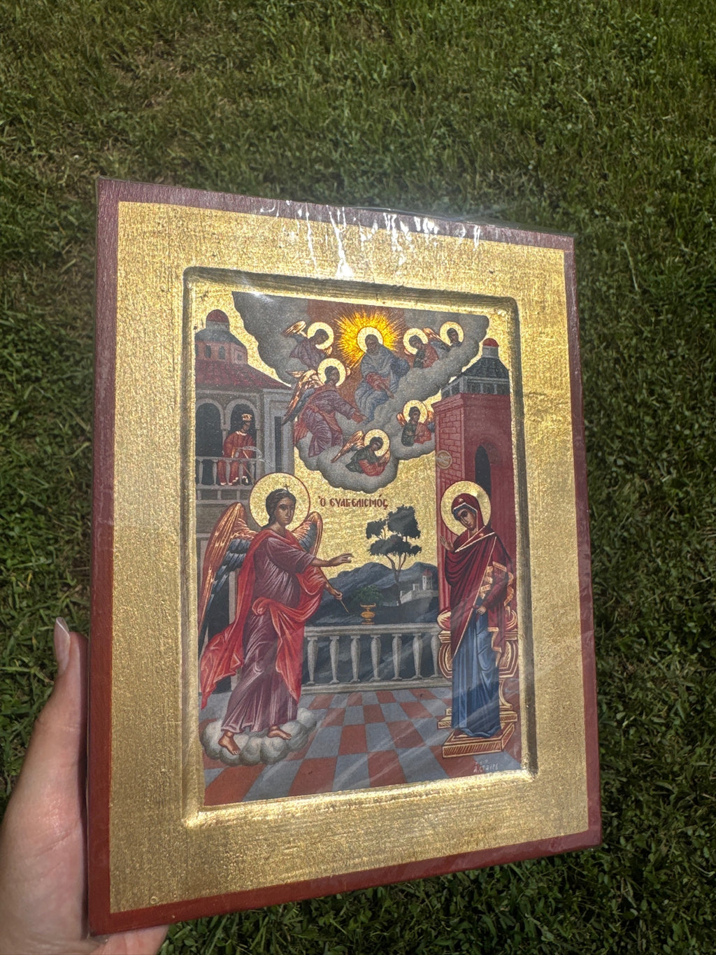 Annunciation Orthodox Icon | 18kt Gold Leaf Byzantine Icon