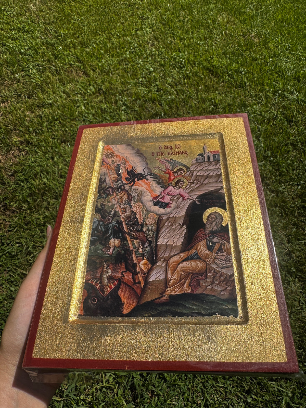Ladder of Divine Ascent Orthodox Icon | 18kt Gold Leaf Byzantine Icon