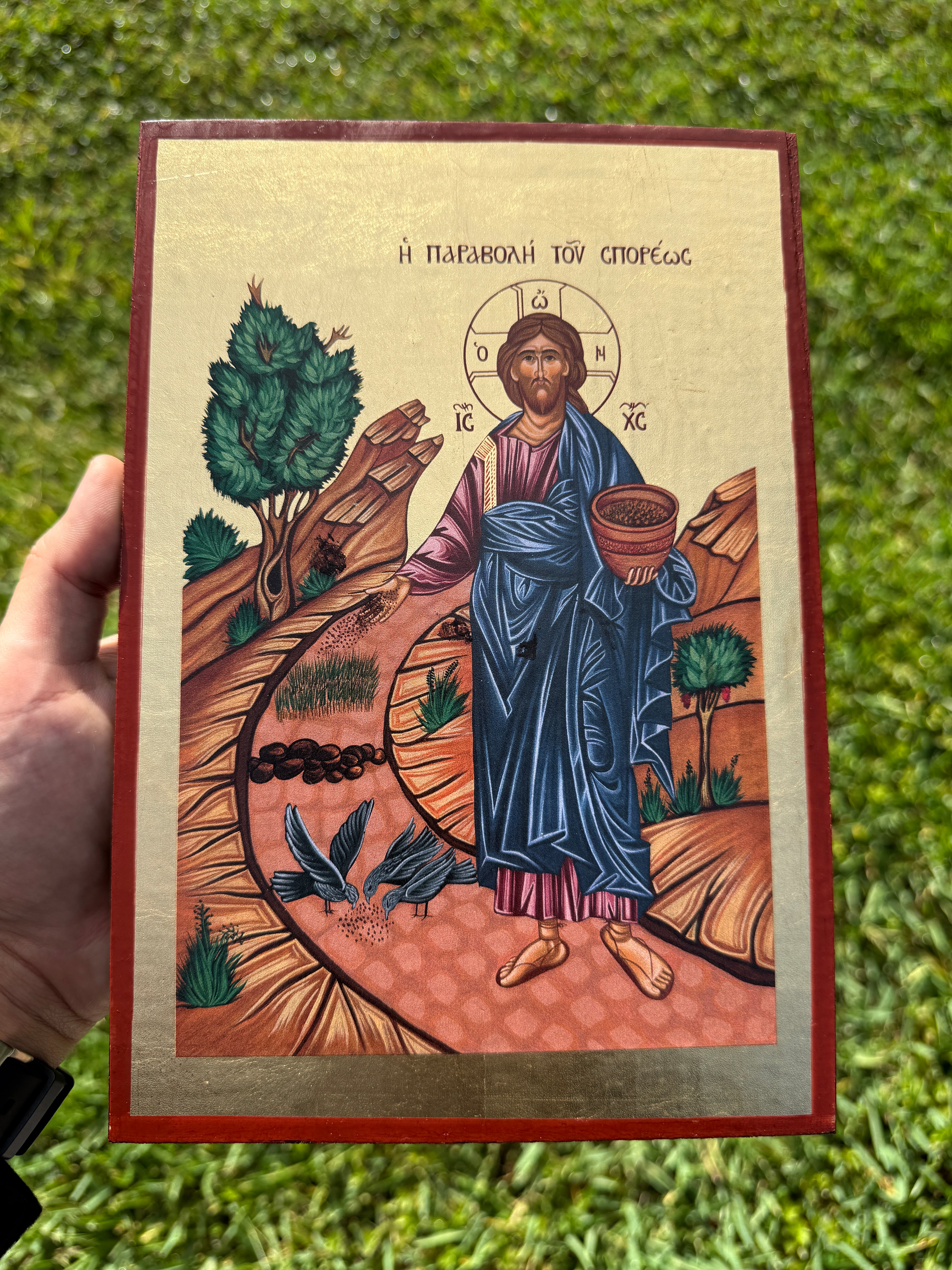 Parable of the Sower Orthodox Icon | 18kt Gold Leaf Byzantine Icon