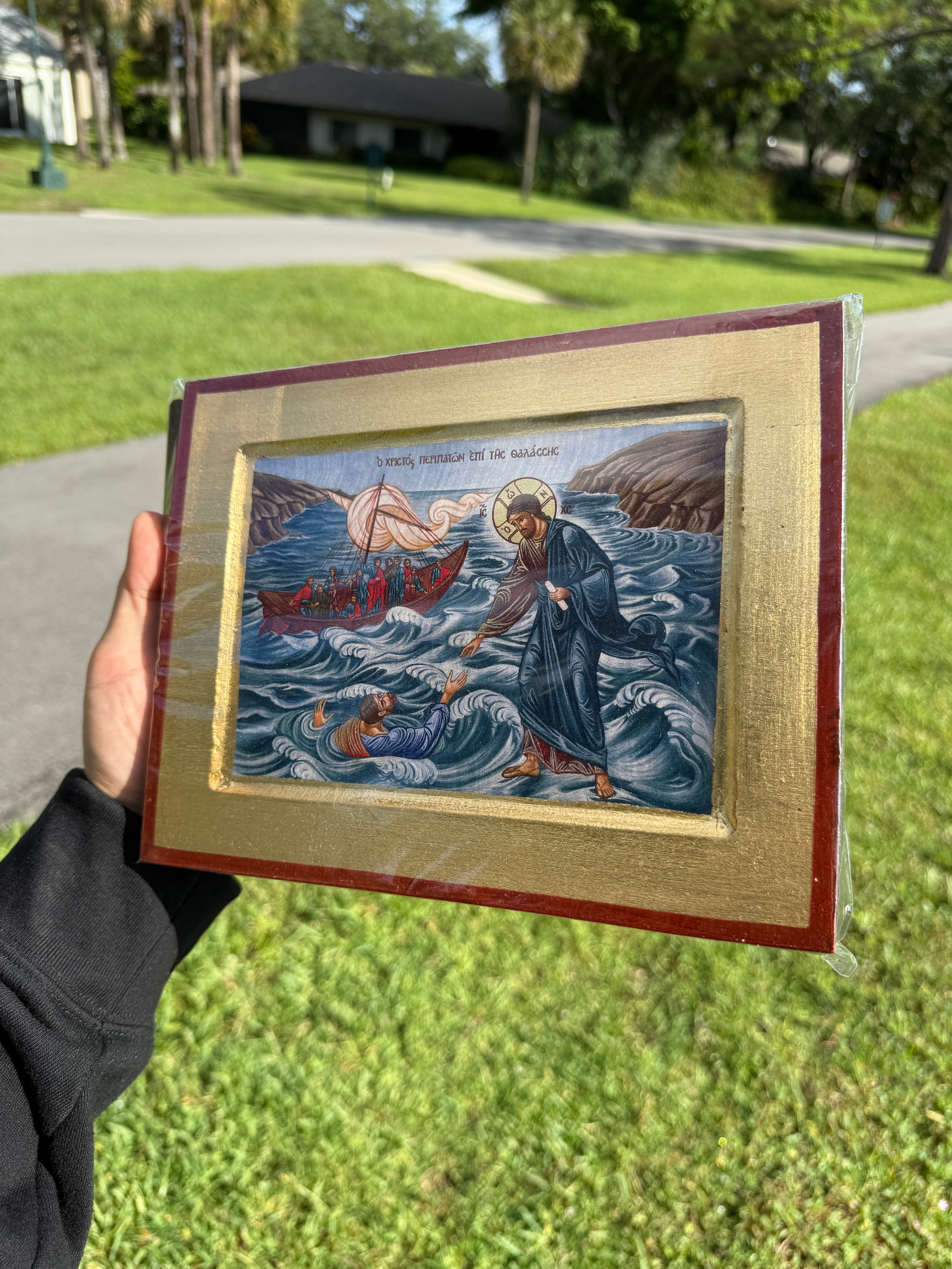 Christ Walking on Water Orthodox Icon - 18kt Gold Leaf