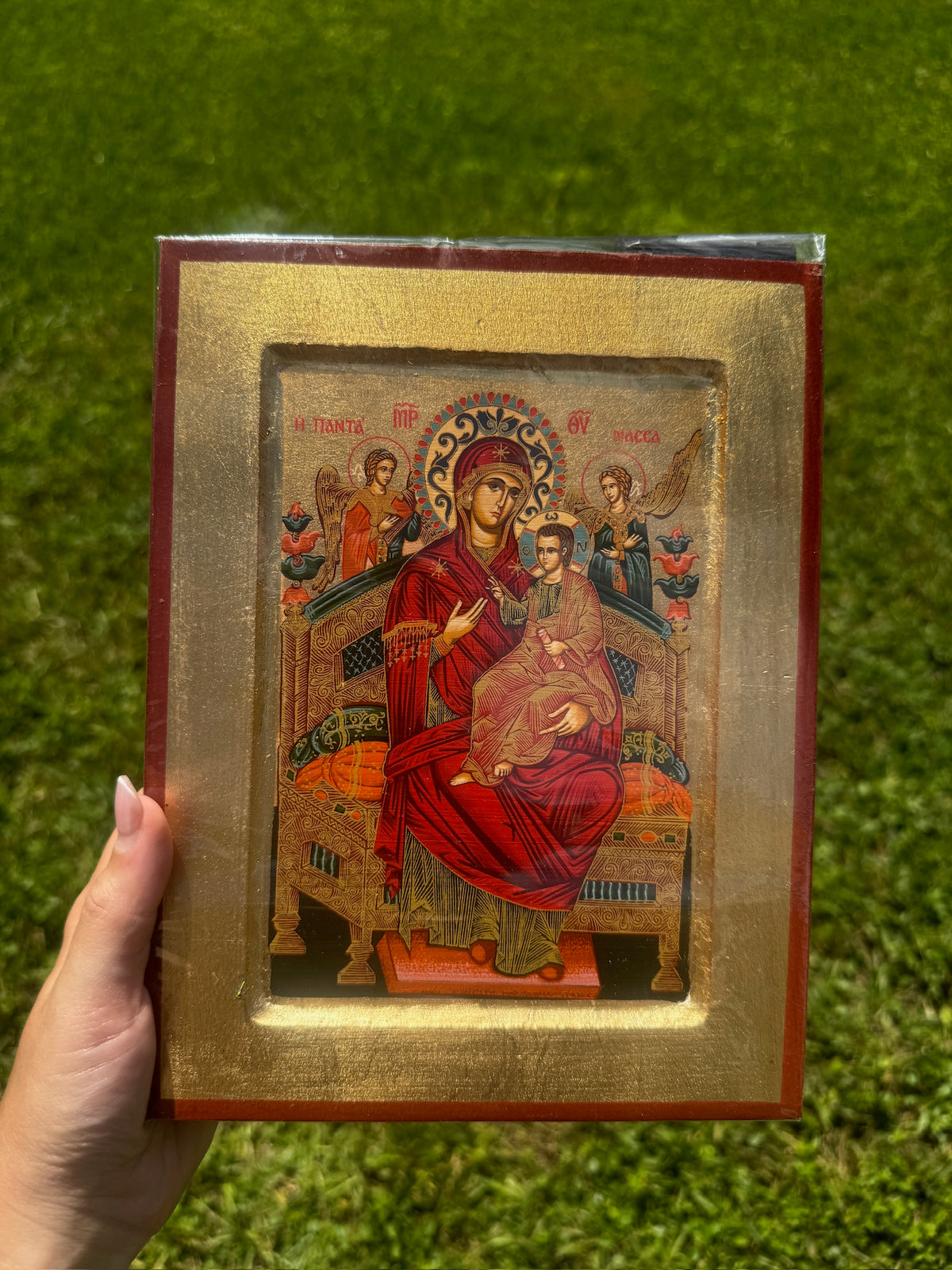 Virgin Mary Pantanassa Orthodox Icon | 18kt Gold Leaf Byzantine Icon