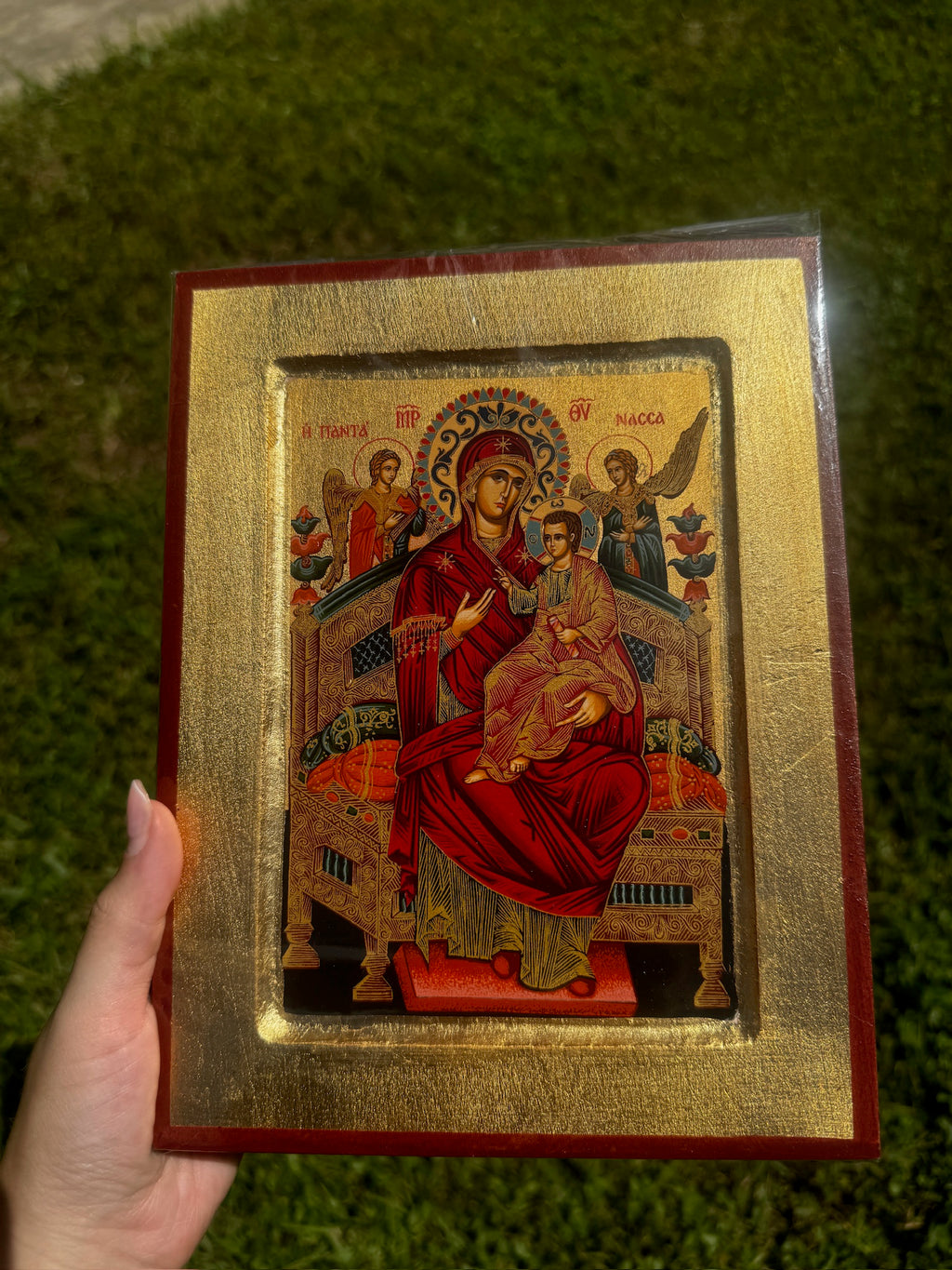 Virgin Mary Pantanassa Orthodox Icon | 18kt Gold Leaf Byzantine Icon