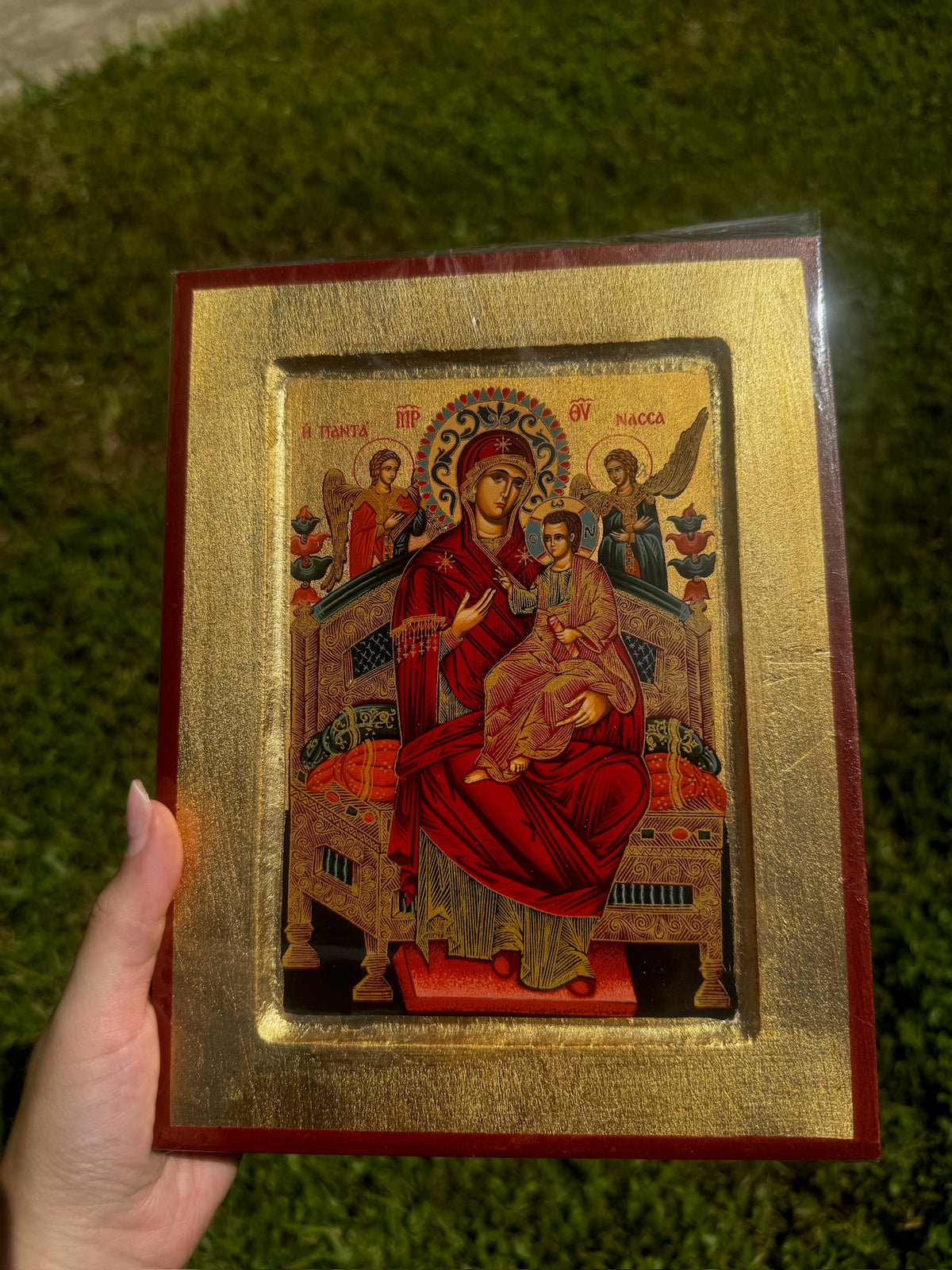 Virgin Mary Pantanassa Orthodox Icon | 18kt Gold Leaf Byzantine Icon