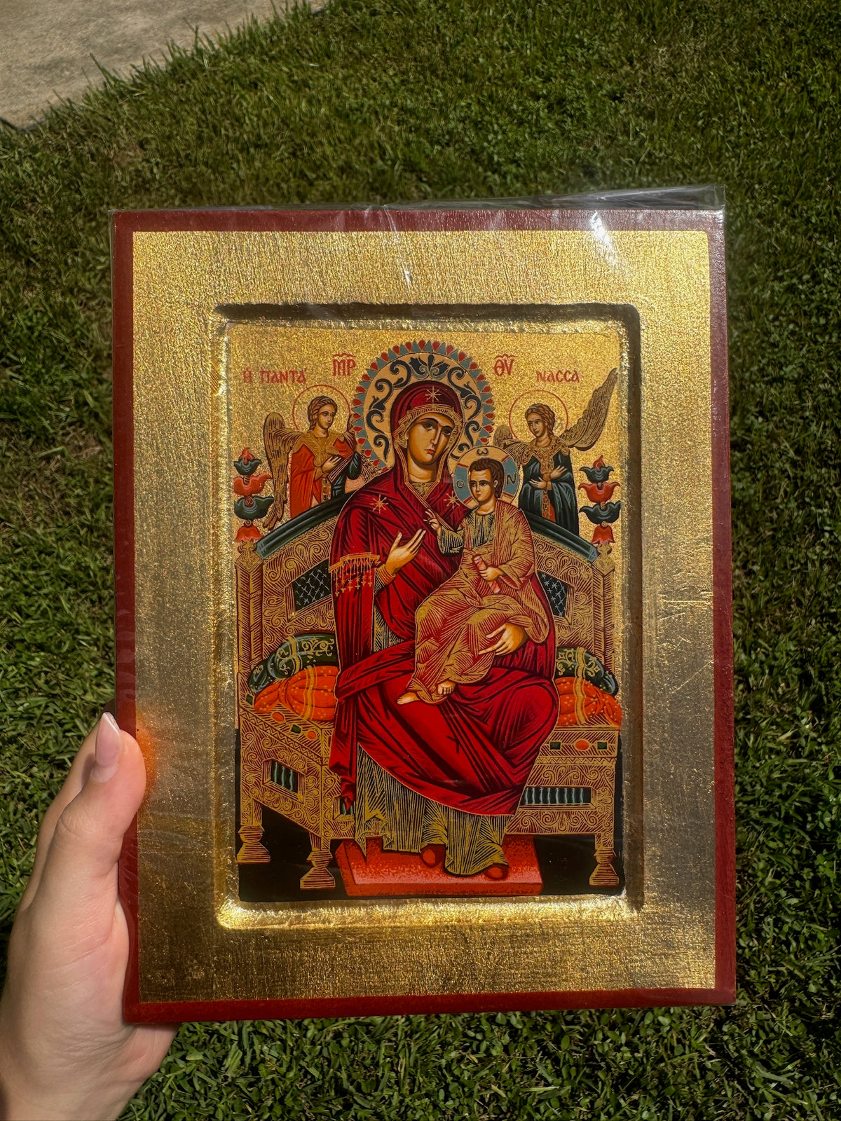 Virgin Mary Pantanassa Orthodox Icon | 18kt Gold Leaf Byzantine Icon