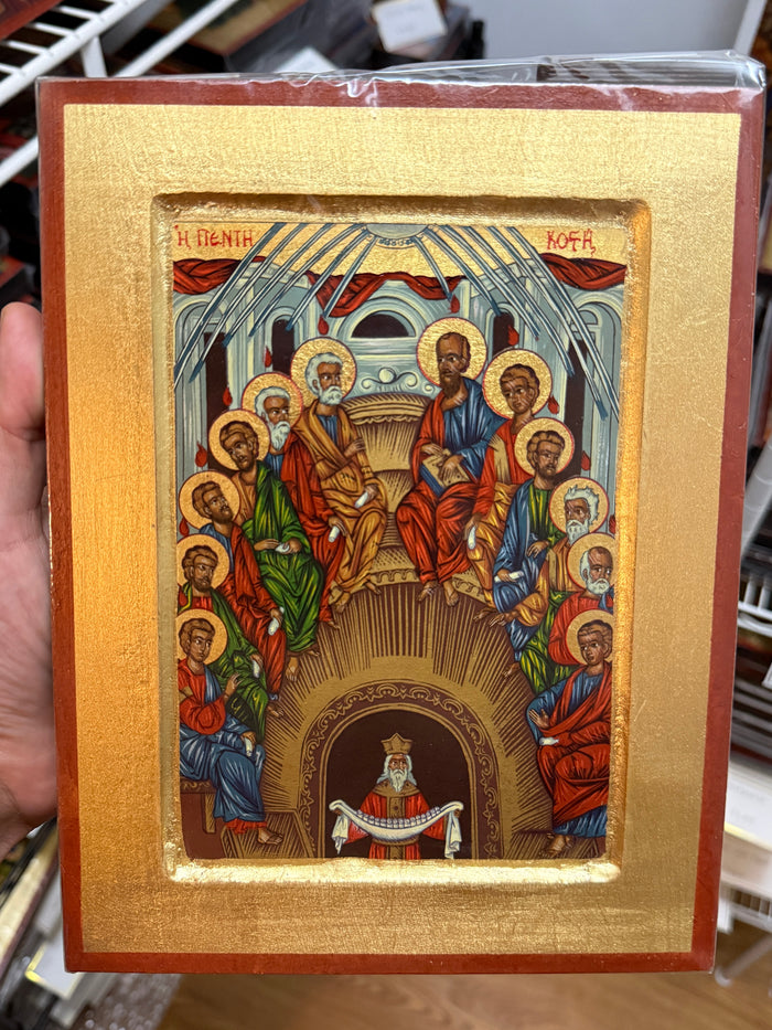 Pentecost Orthodox Icon | 18kt Gold Leaf Byzantine Icon