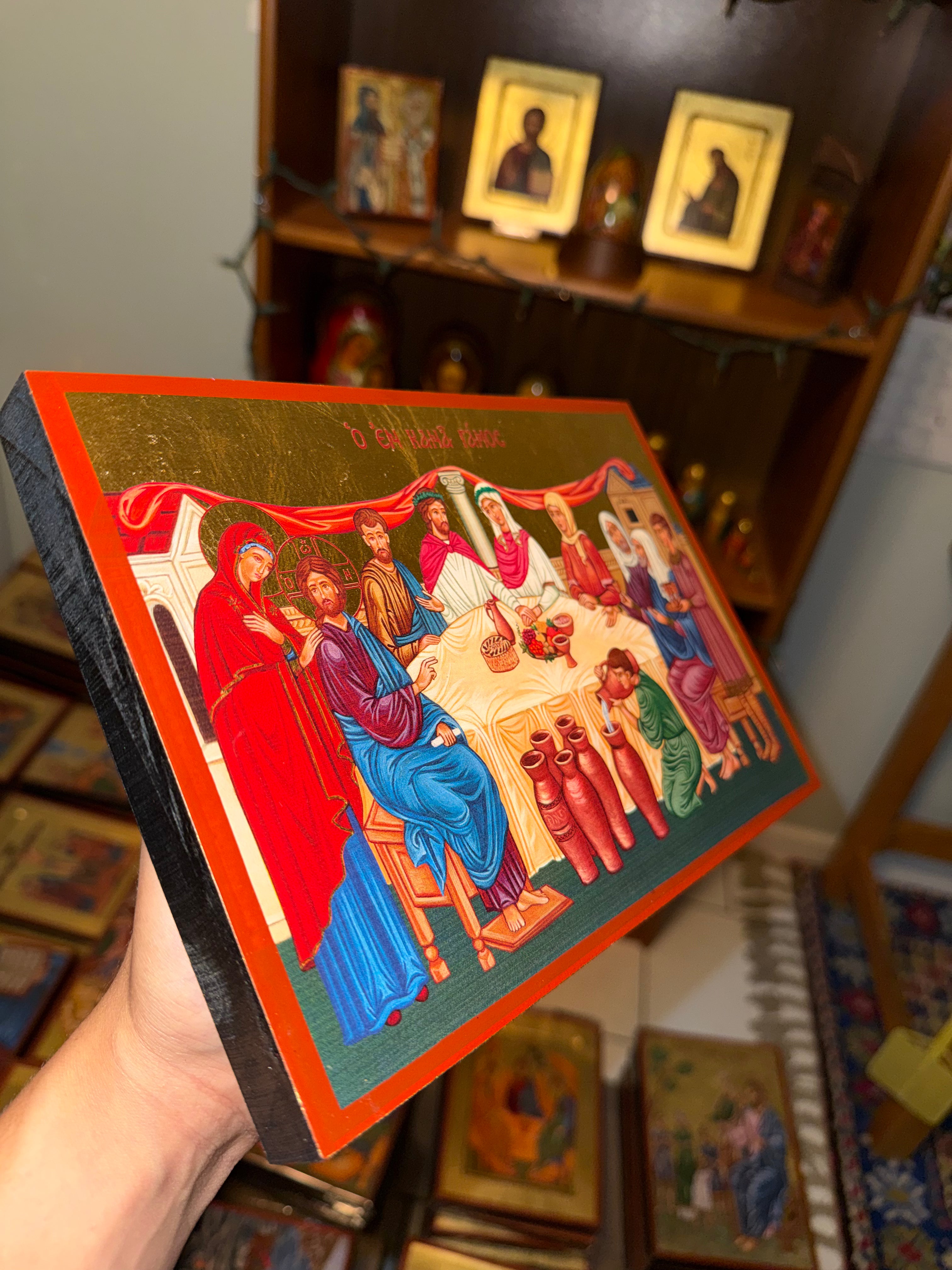 Wedding at Cana Orthodox Icon | 18kt Gold Leaf Byzantine Icon