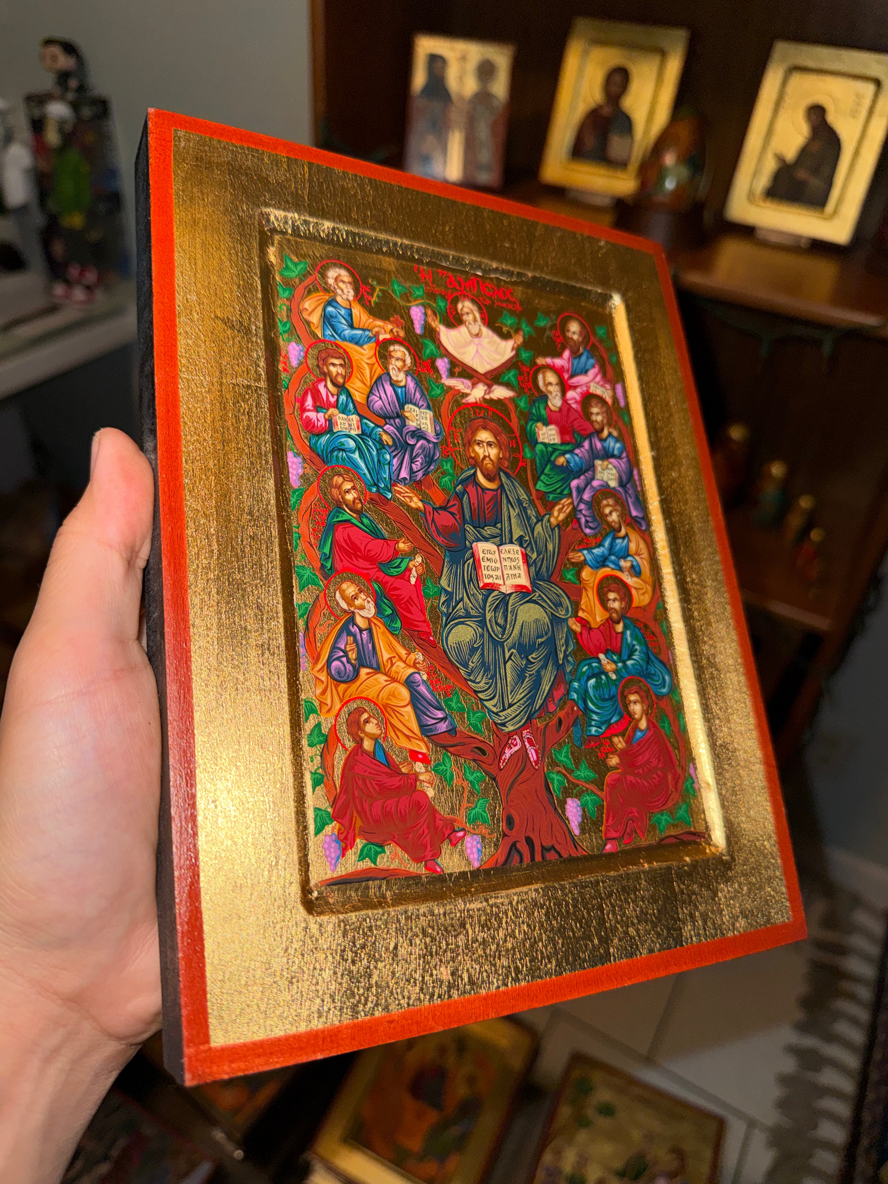 Christ the Vine Orthodox Icon | 18kt Gold Leaf Byzantine Icon