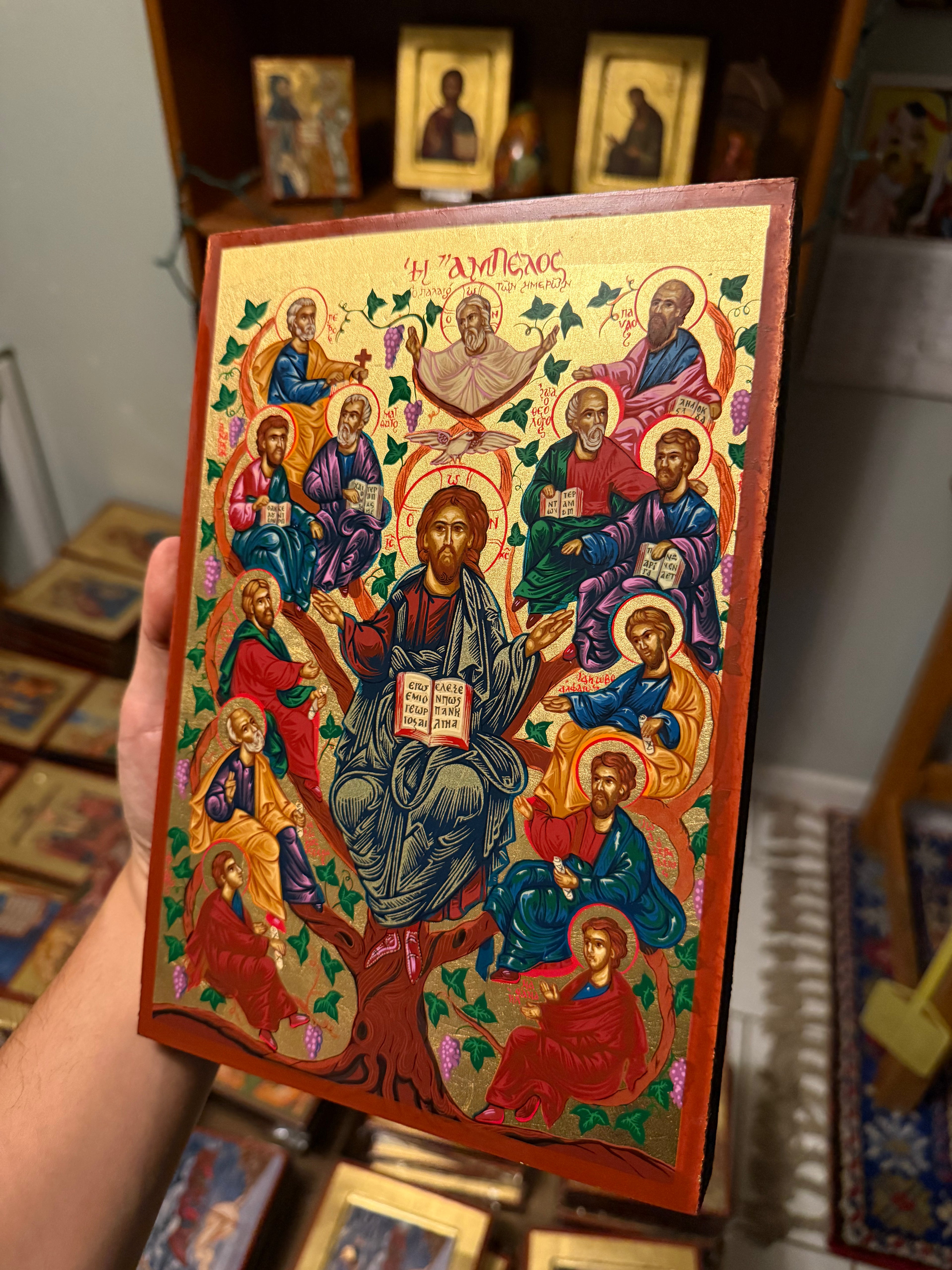 Christ the Vine Orthodox Icon | 18kt Gold Leaf Byzantine Icon