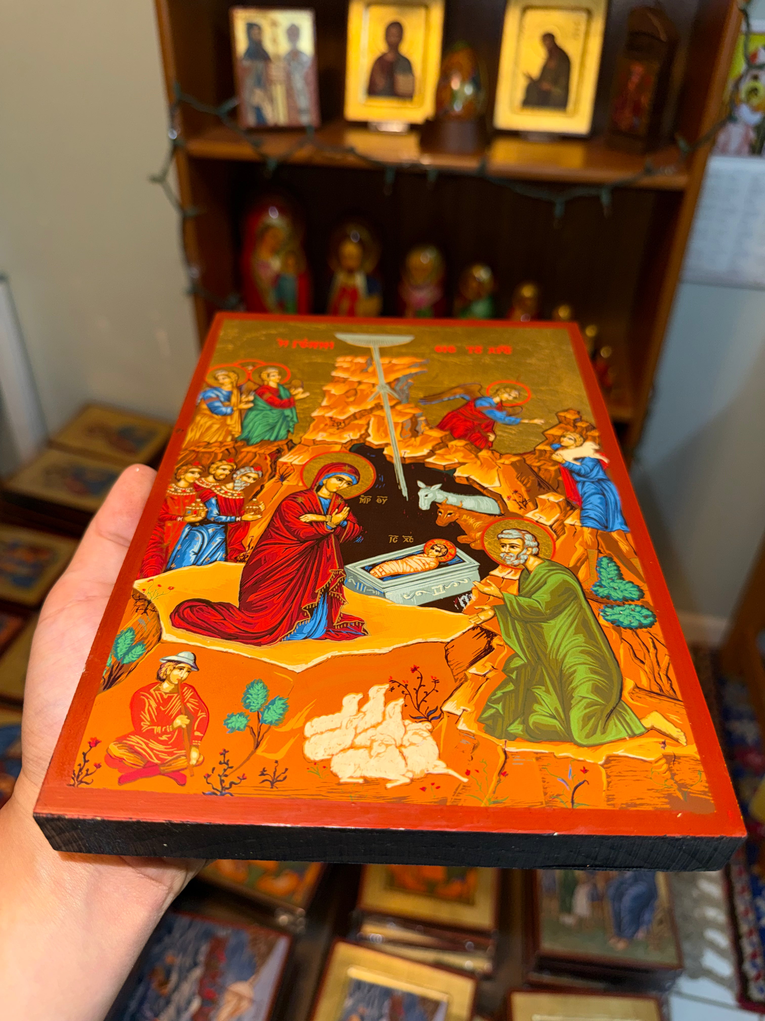 Nativity Orthodox Icon | 18kt Gold Leaf Byzantine Icon