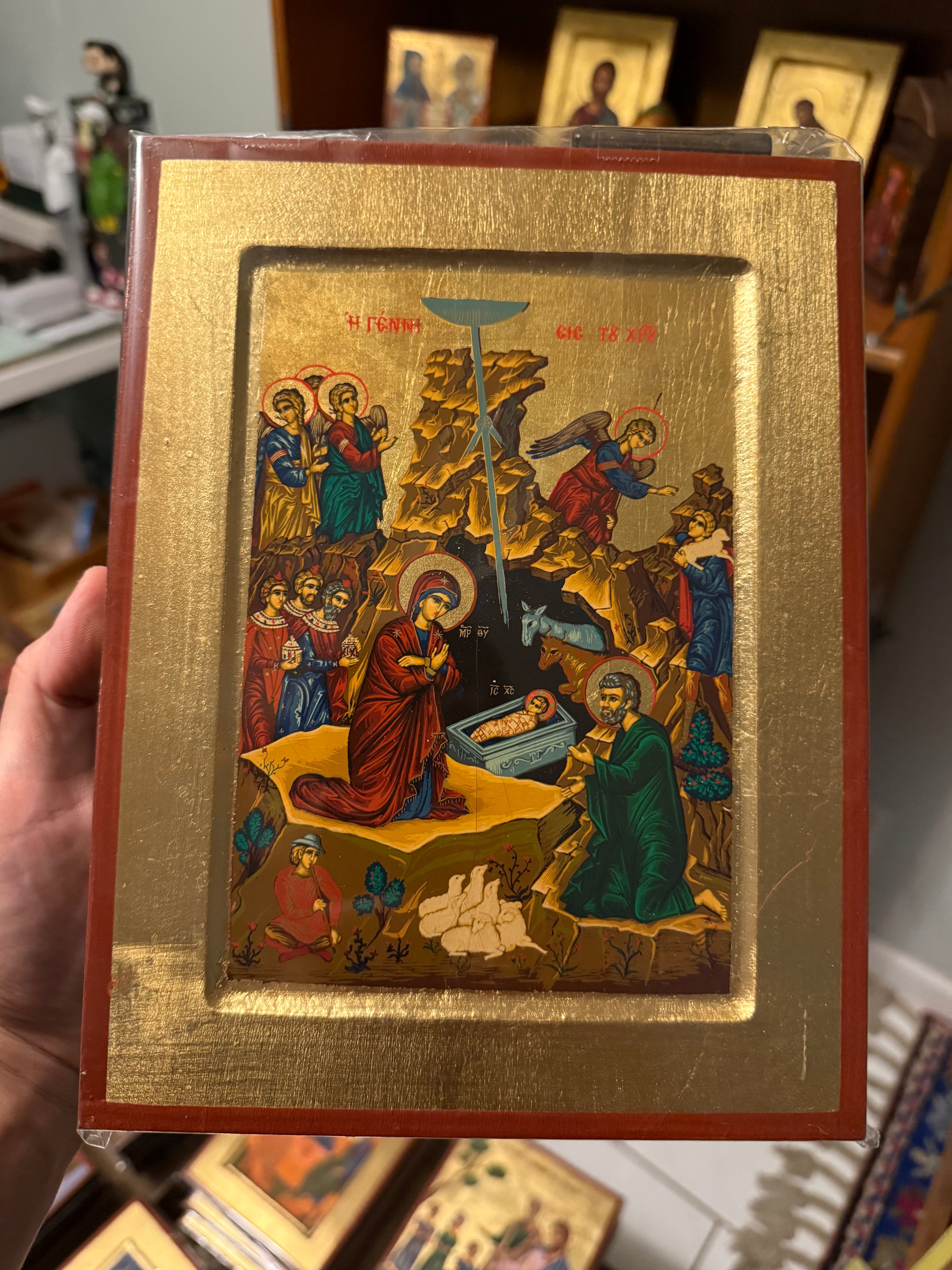 Nativity Orthodox Icon | 18kt Gold Leaf Byzantine Icon