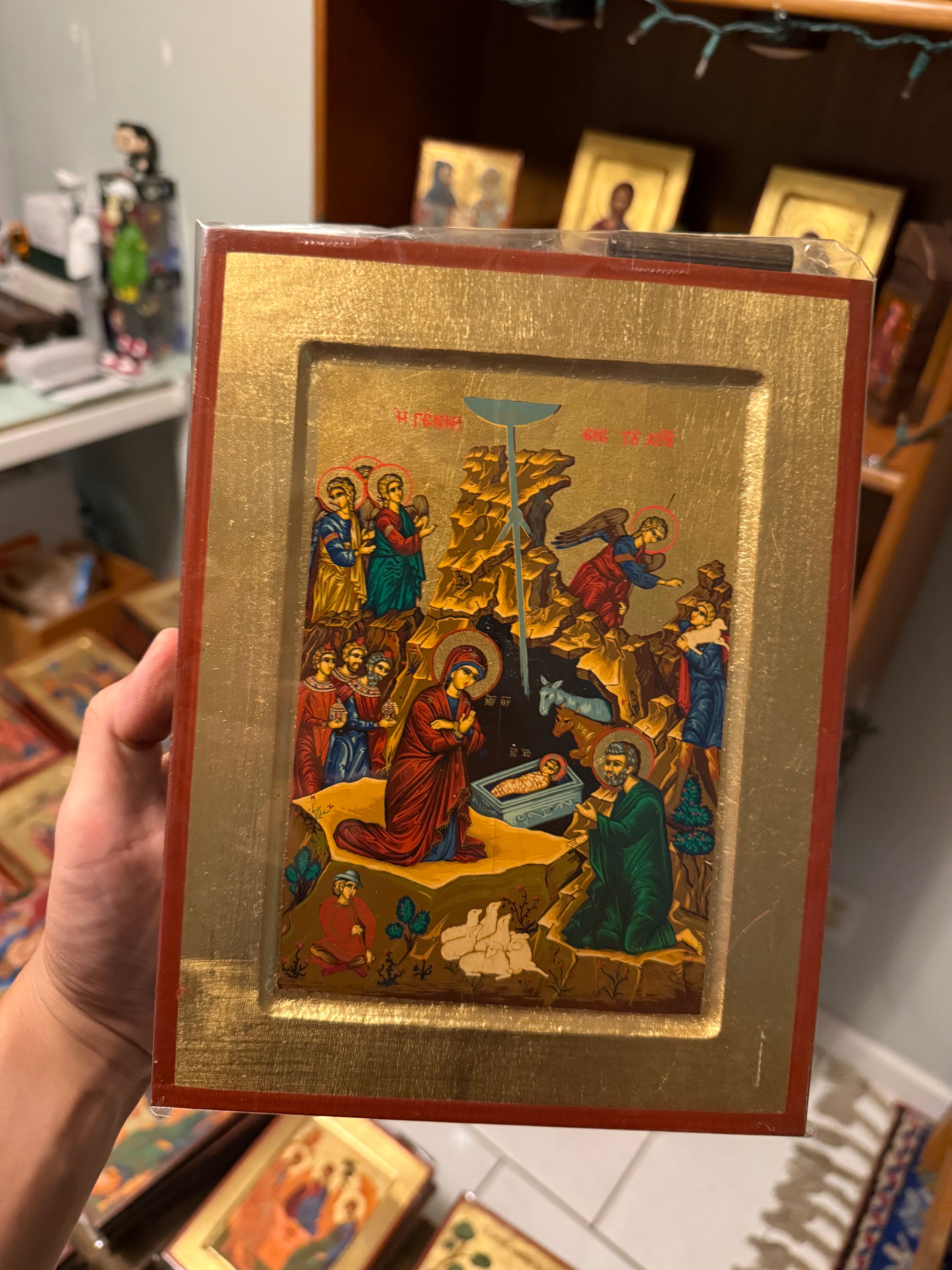 Nativity Orthodox Icon | 18kt Gold Leaf Byzantine Icon
