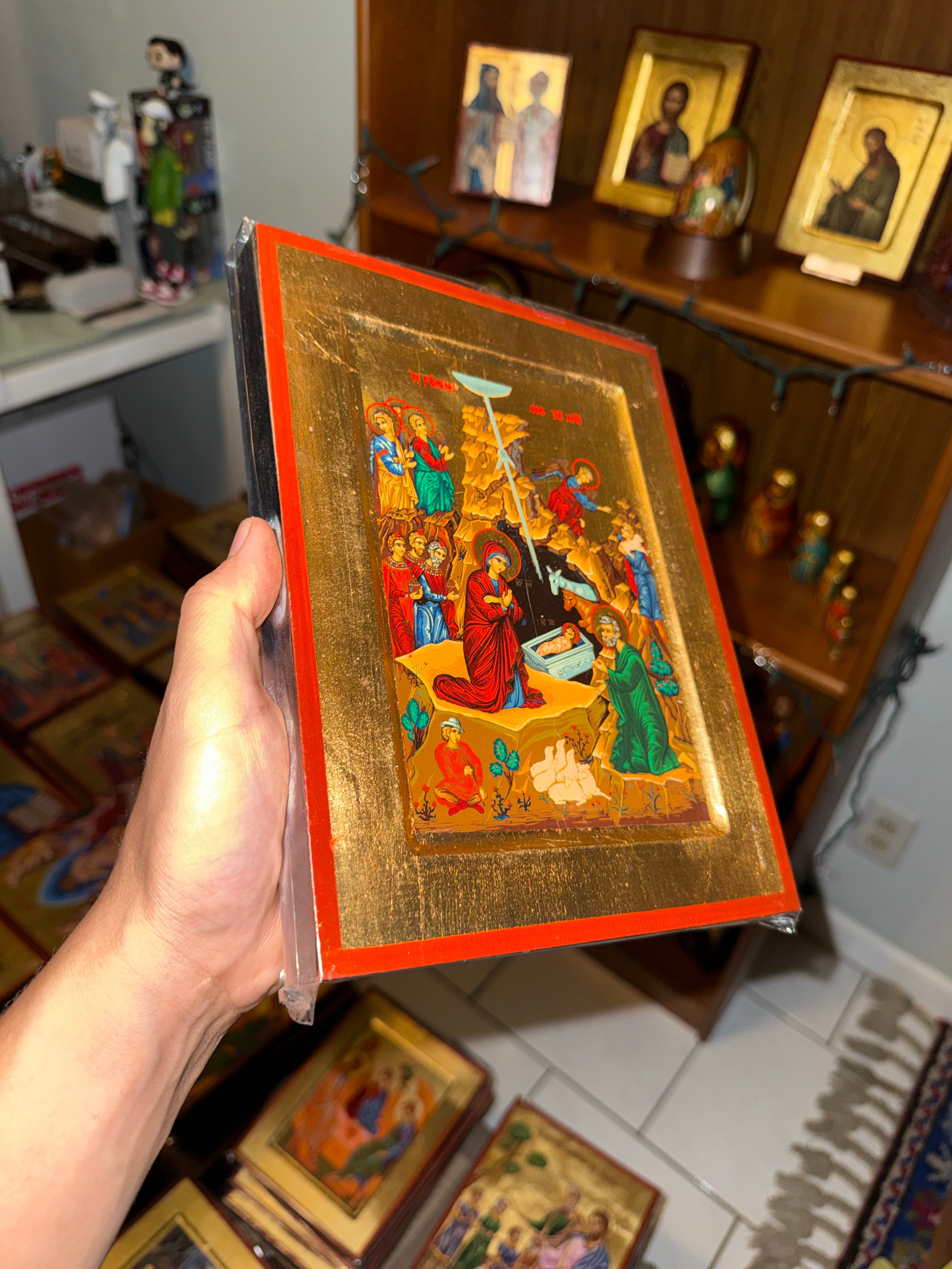 Nativity Orthodox Icon | 18kt Gold Leaf Byzantine Icon