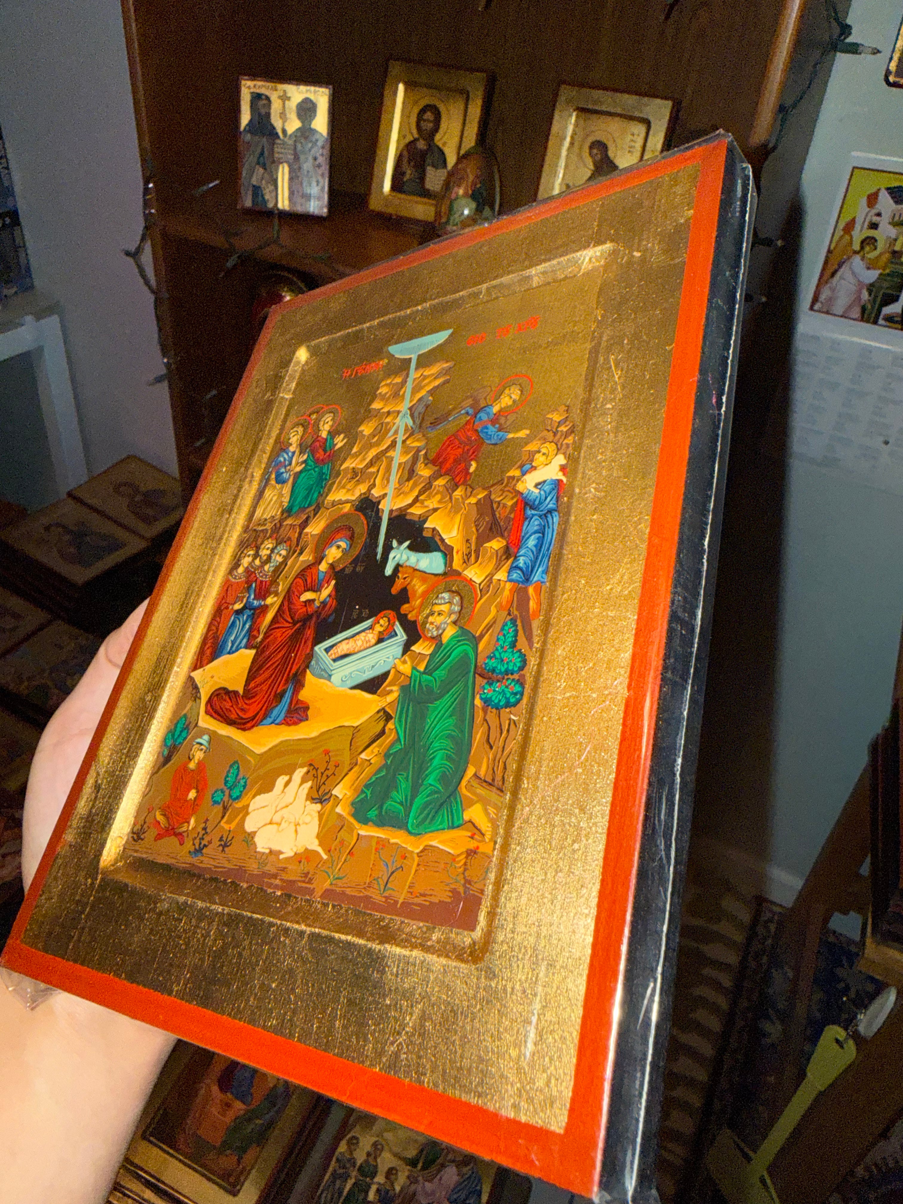 Nativity Orthodox Icon | 18kt Gold Leaf Byzantine Icon