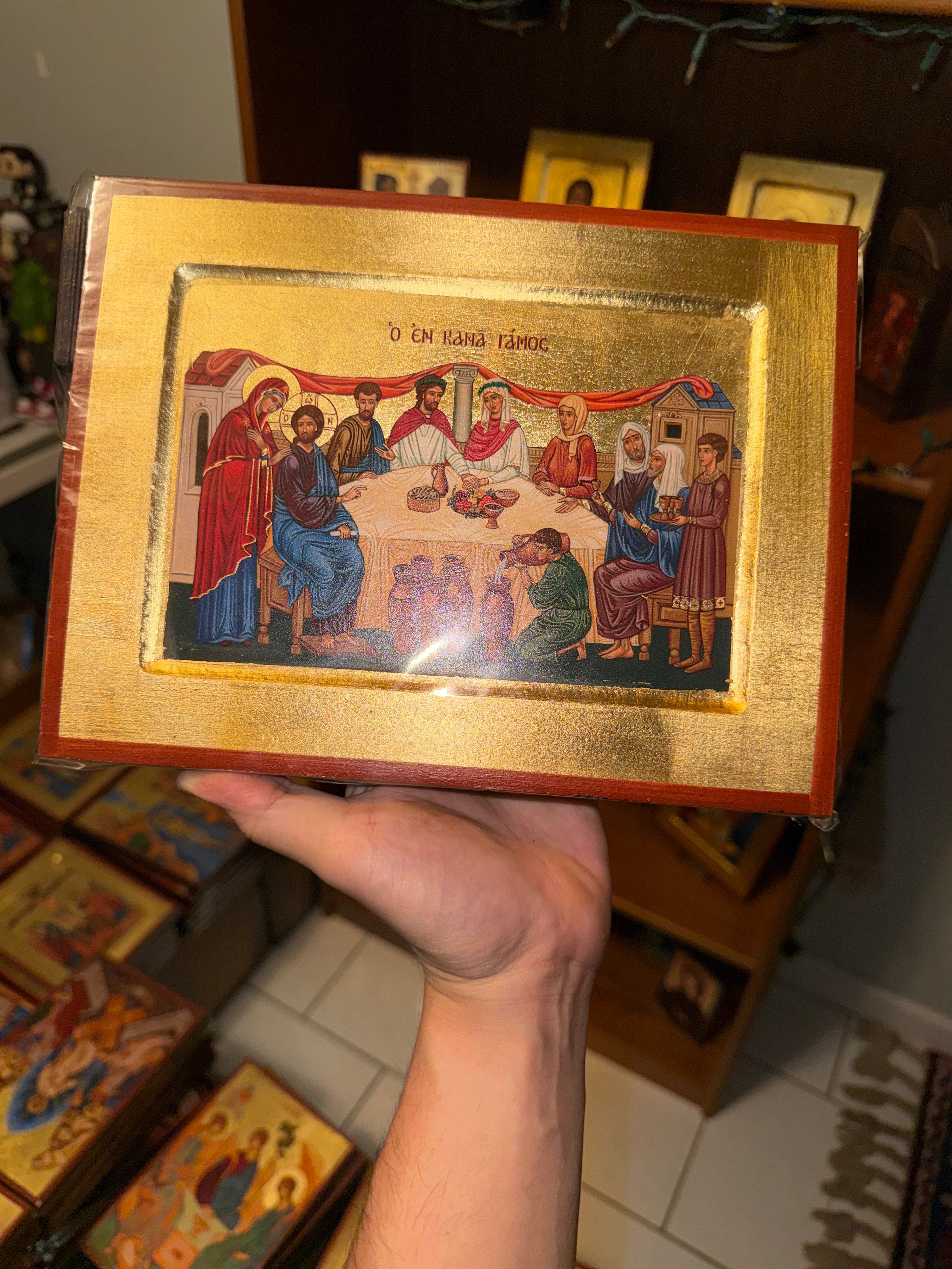 Wedding at Cana Orthodox Icon | 18kt Gold Leaf Byzantine Icon