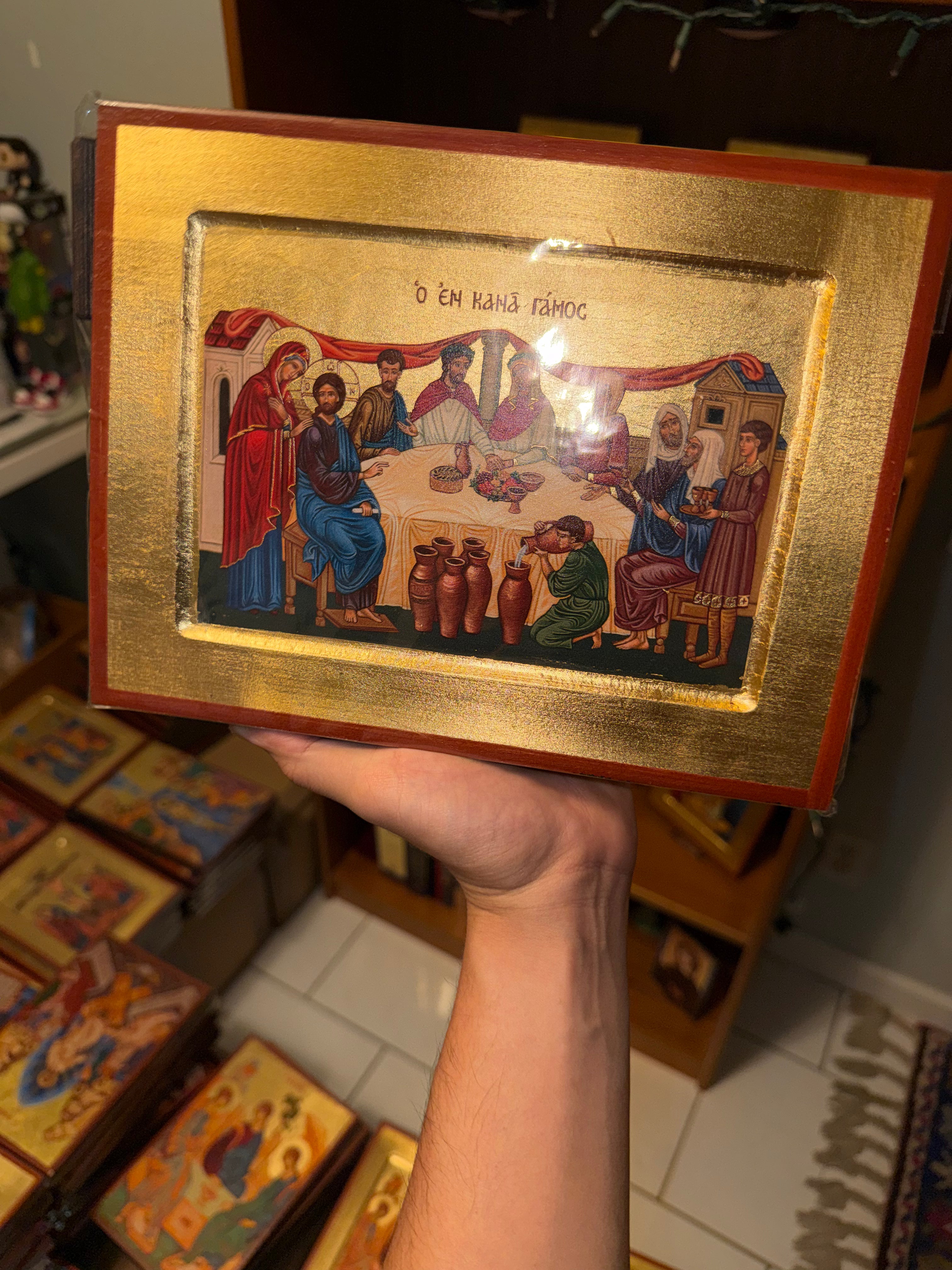 Wedding at Cana Orthodox Icon | 18kt Gold Leaf Byzantine Icon