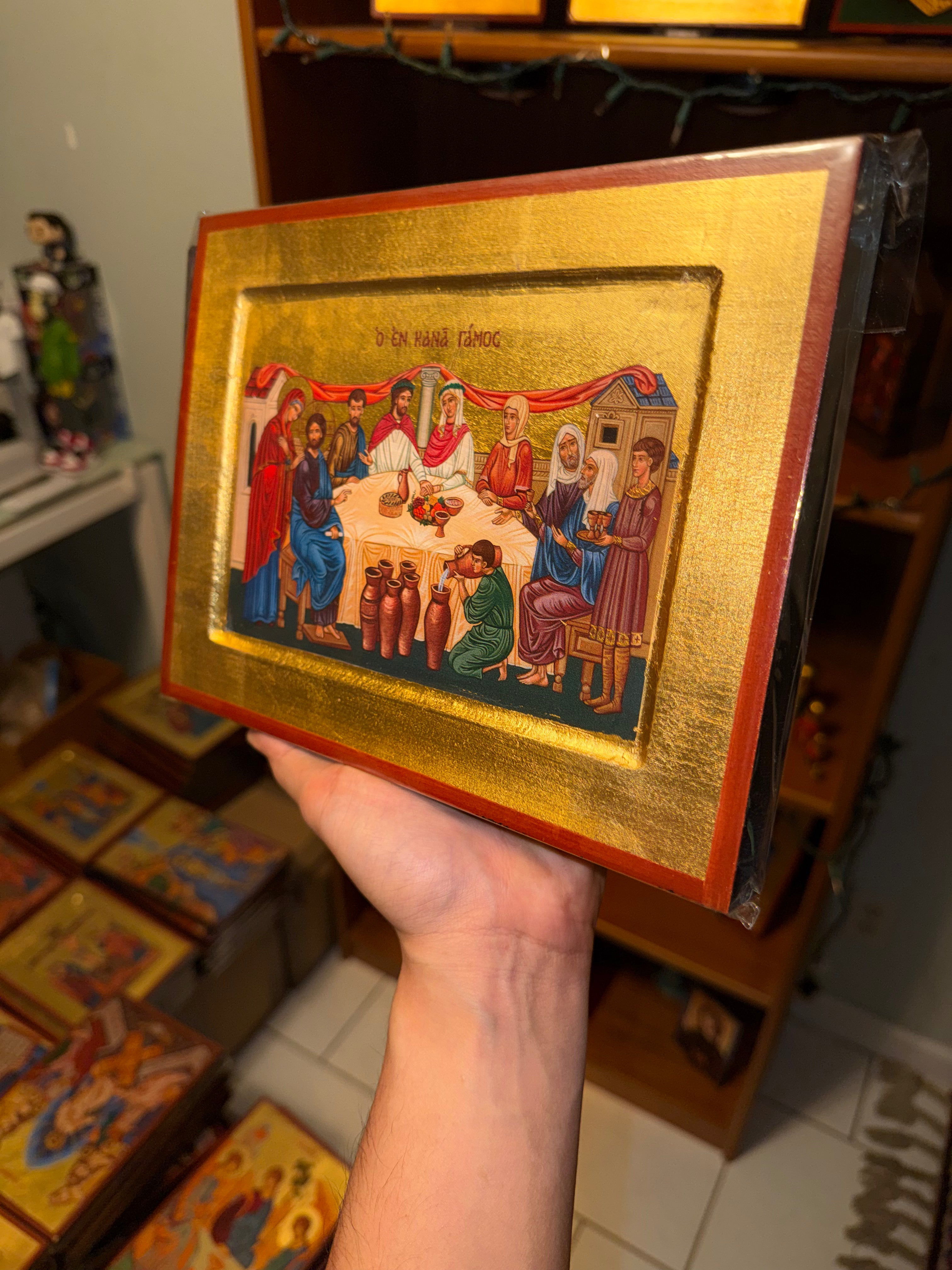 Wedding at Cana Orthodox Icon | 18kt Gold Leaf Byzantine Icon
