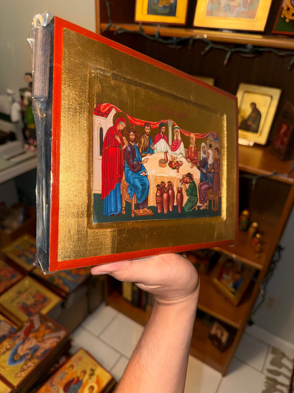 Wedding at Cana Orthodox Icon | 18kt Gold Leaf Byzantine Icon