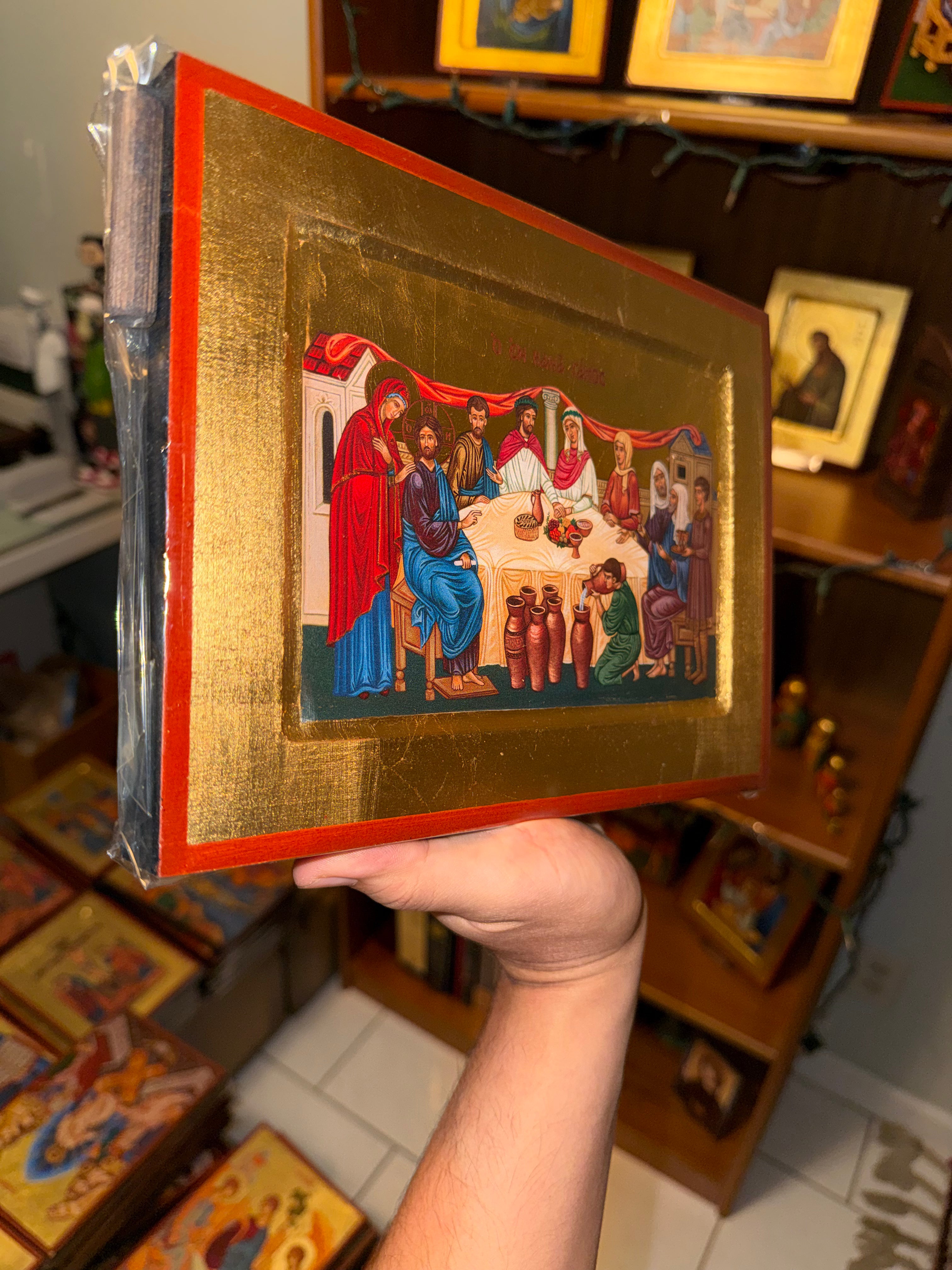 Wedding at Cana Orthodox Icon | 18kt Gold Leaf Byzantine Icon