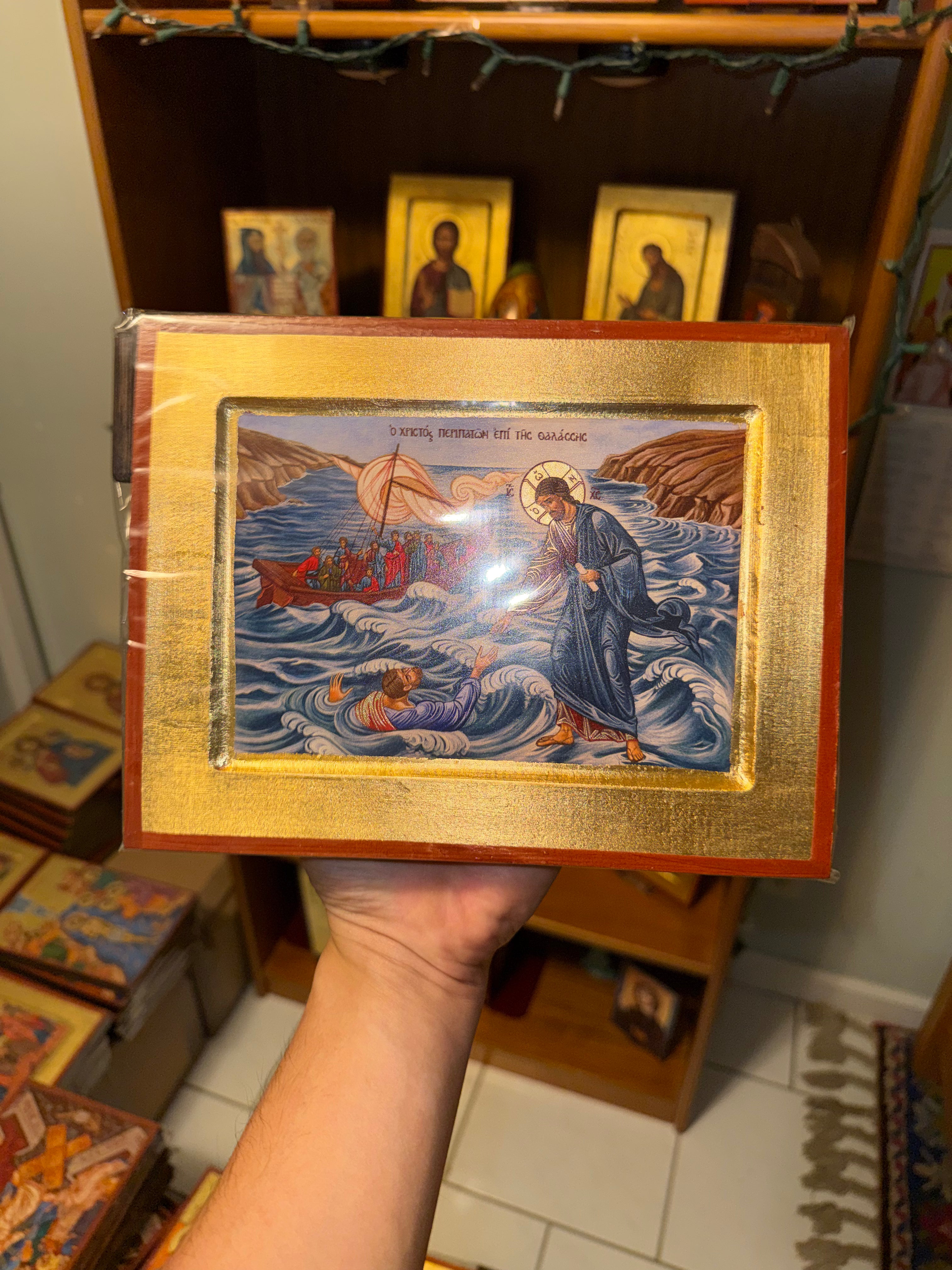 Christ Walking on Water Orthodox Icon - 18kt Gold Leaf