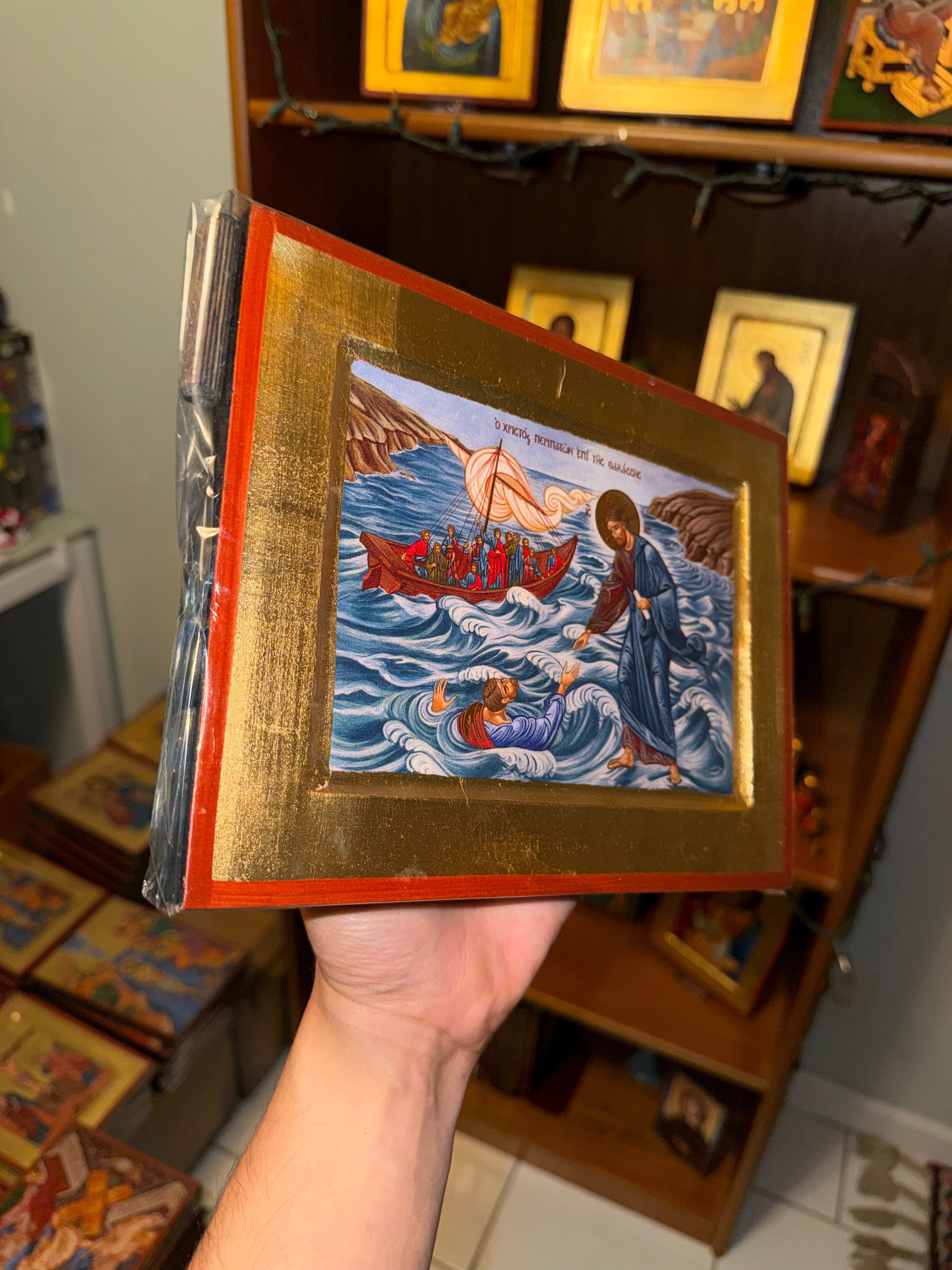 Christ Walking on Water Orthodox Icon - 18kt Gold Leaf