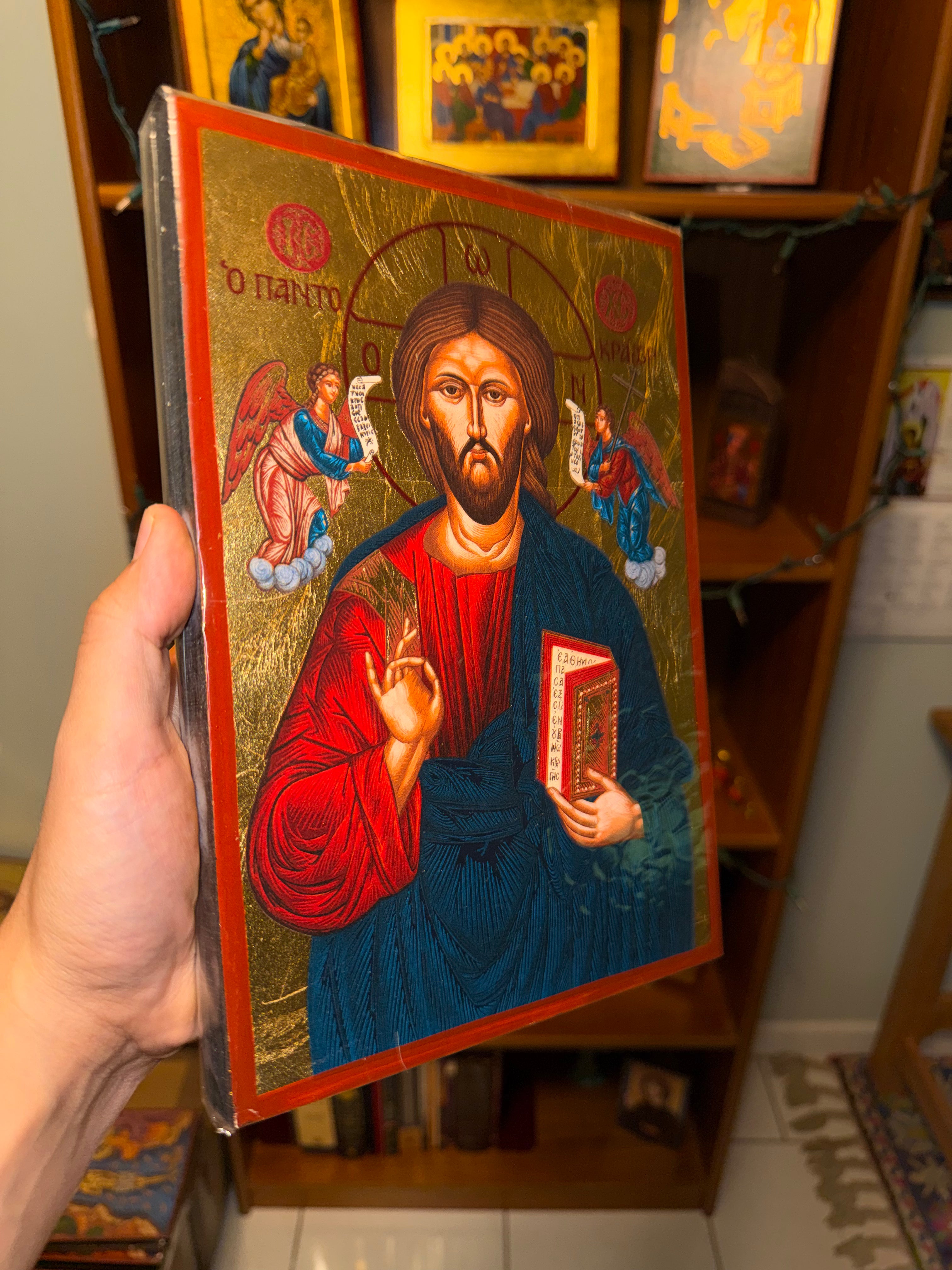 Christ Pantocrator Orthodox Icon | 18kt Gold Leaf Byzantine Icon