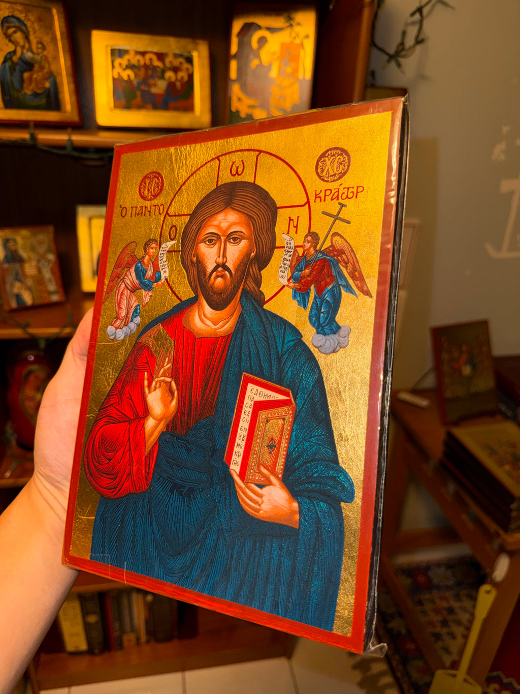 Christ Pantocrator Orthodox Icon | 18kt Gold Leaf Byzantine Icon
