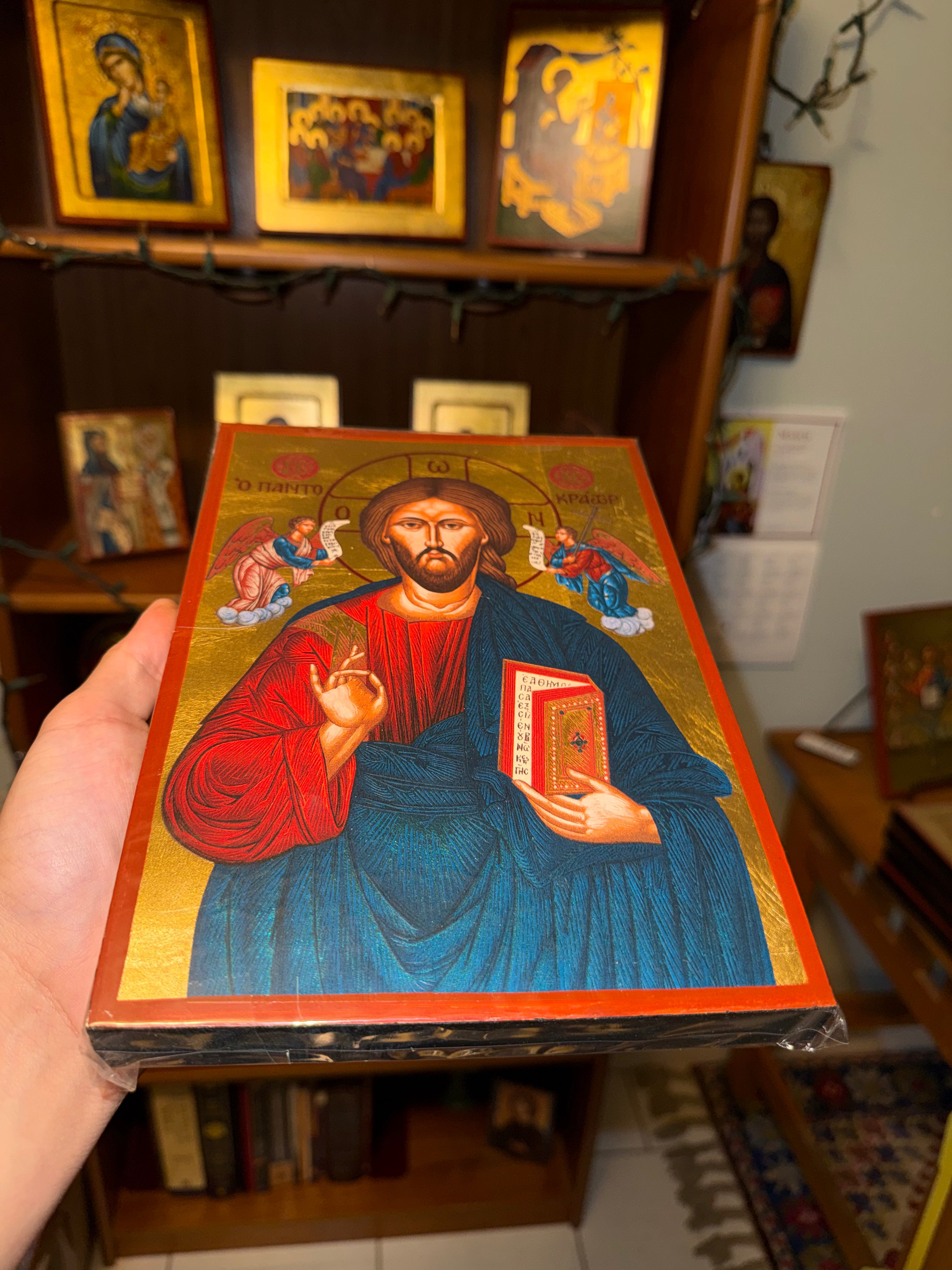 Christ Pantocrator Orthodox Icon | 18kt Gold Leaf Byzantine Icon