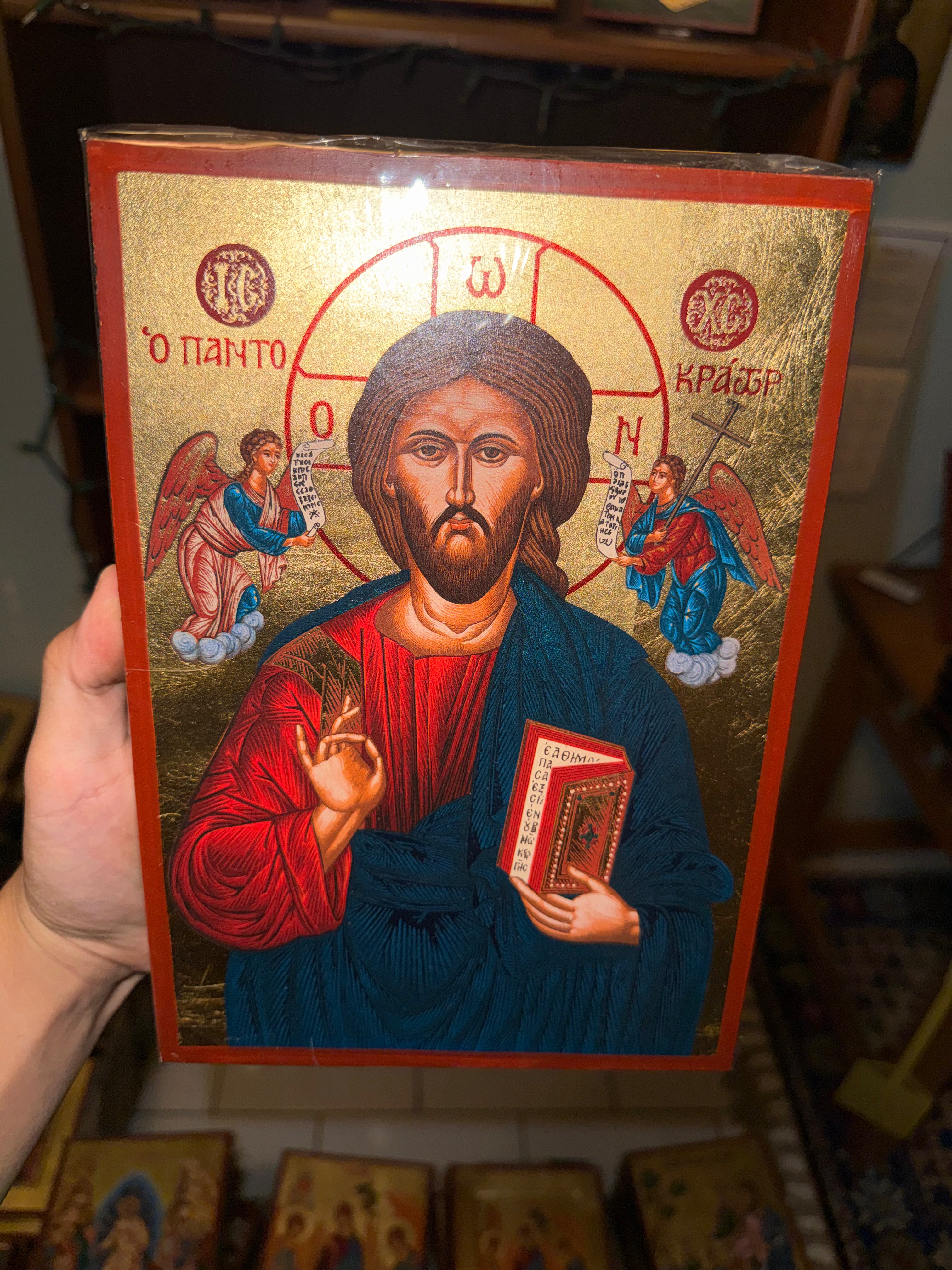 Christ Pantocrator Orthodox Icon | 18kt Gold Leaf Byzantine Icon