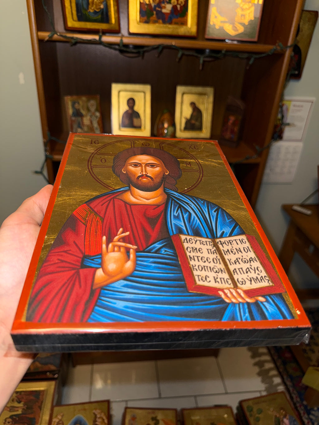 Christ Blessing Orthodox Icon | 18kt Gold Leaf Byzantine Icon