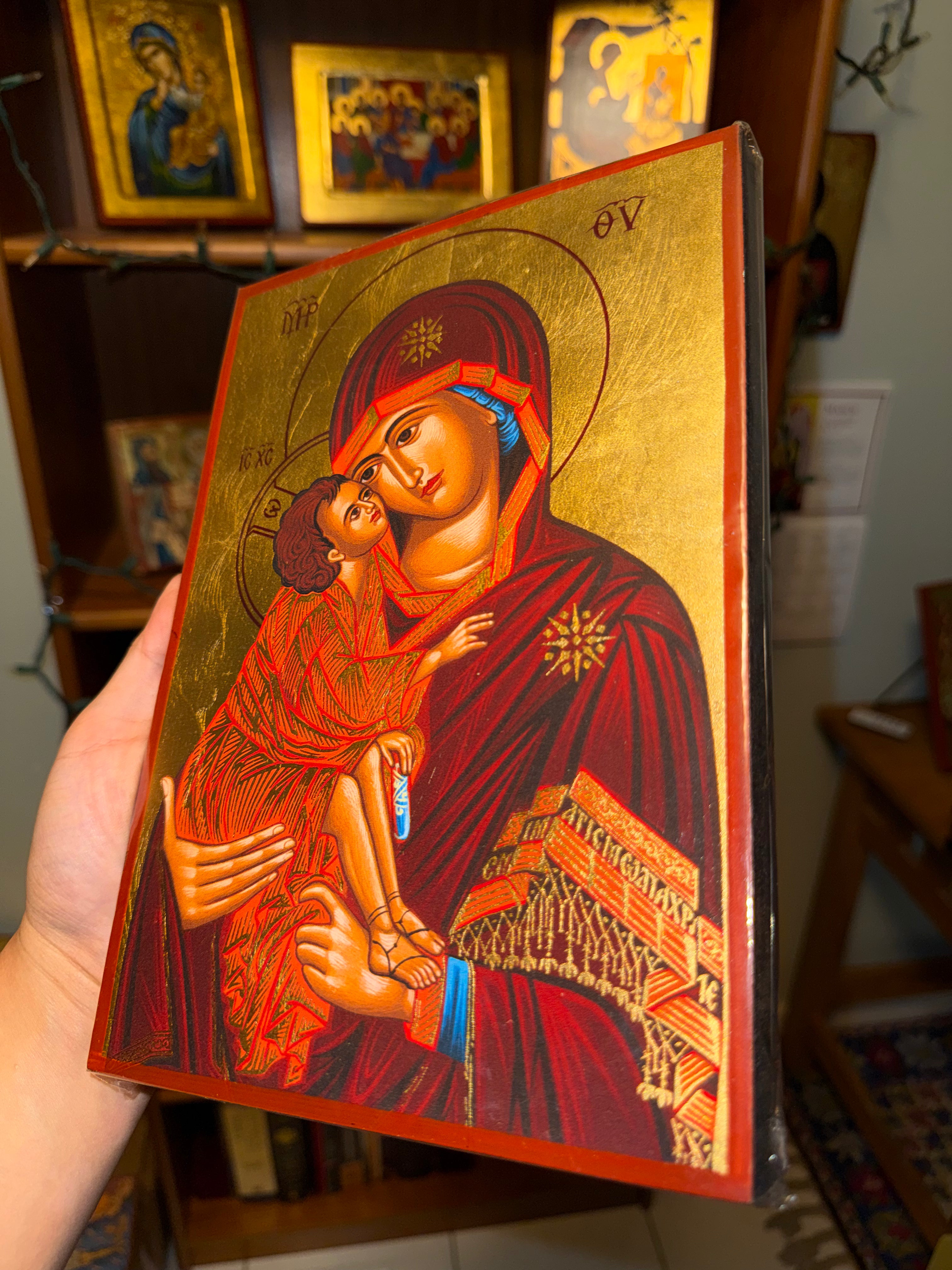 Virgin Mary (Theotokos) Orthodox Icon | 18kt Gold Leaf Byzantine Icon