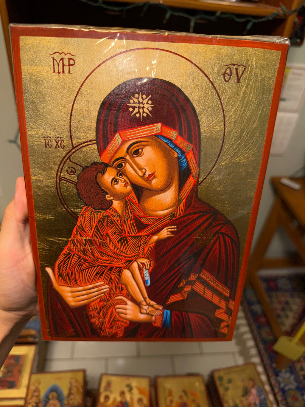 Virgin Mary (Theotokos) Orthodox Icon | 18kt Gold Leaf Byzantine Icon
