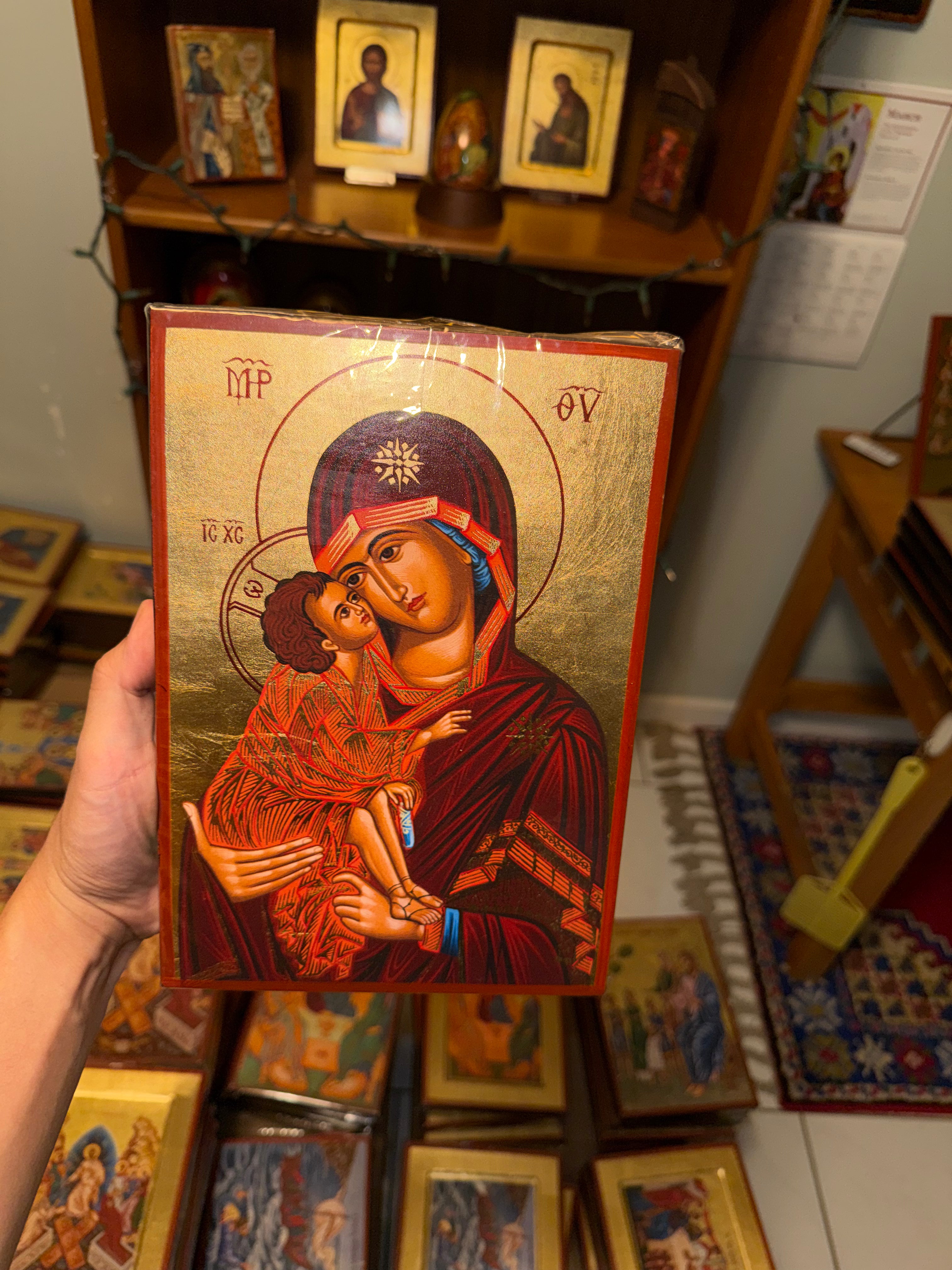 Virgin Mary (Theotokos) Orthodox Icon | 18kt Gold Leaf Byzantine Icon