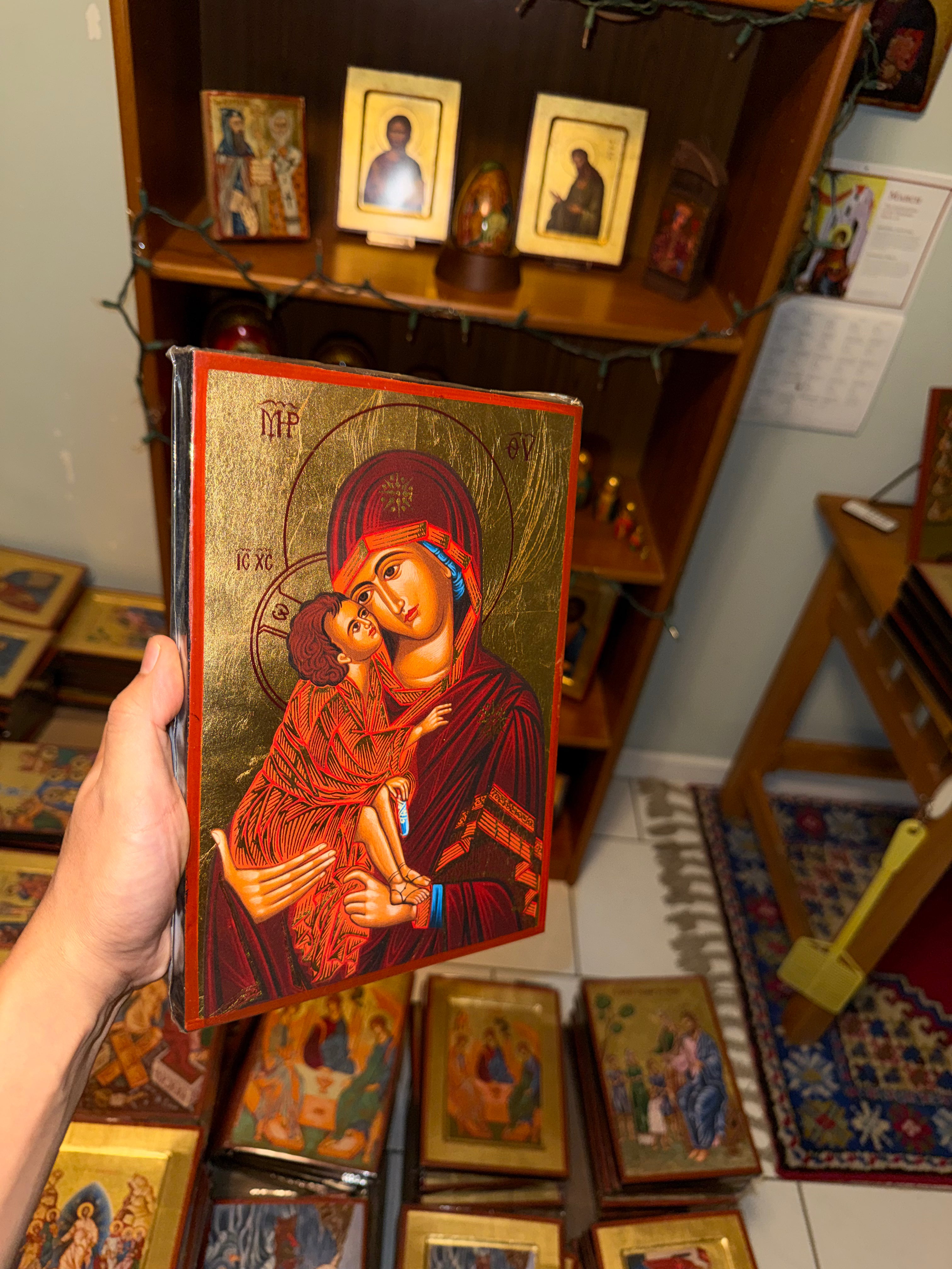 Virgin Mary (Theotokos) Orthodox Icon | 18kt Gold Leaf Byzantine Icon