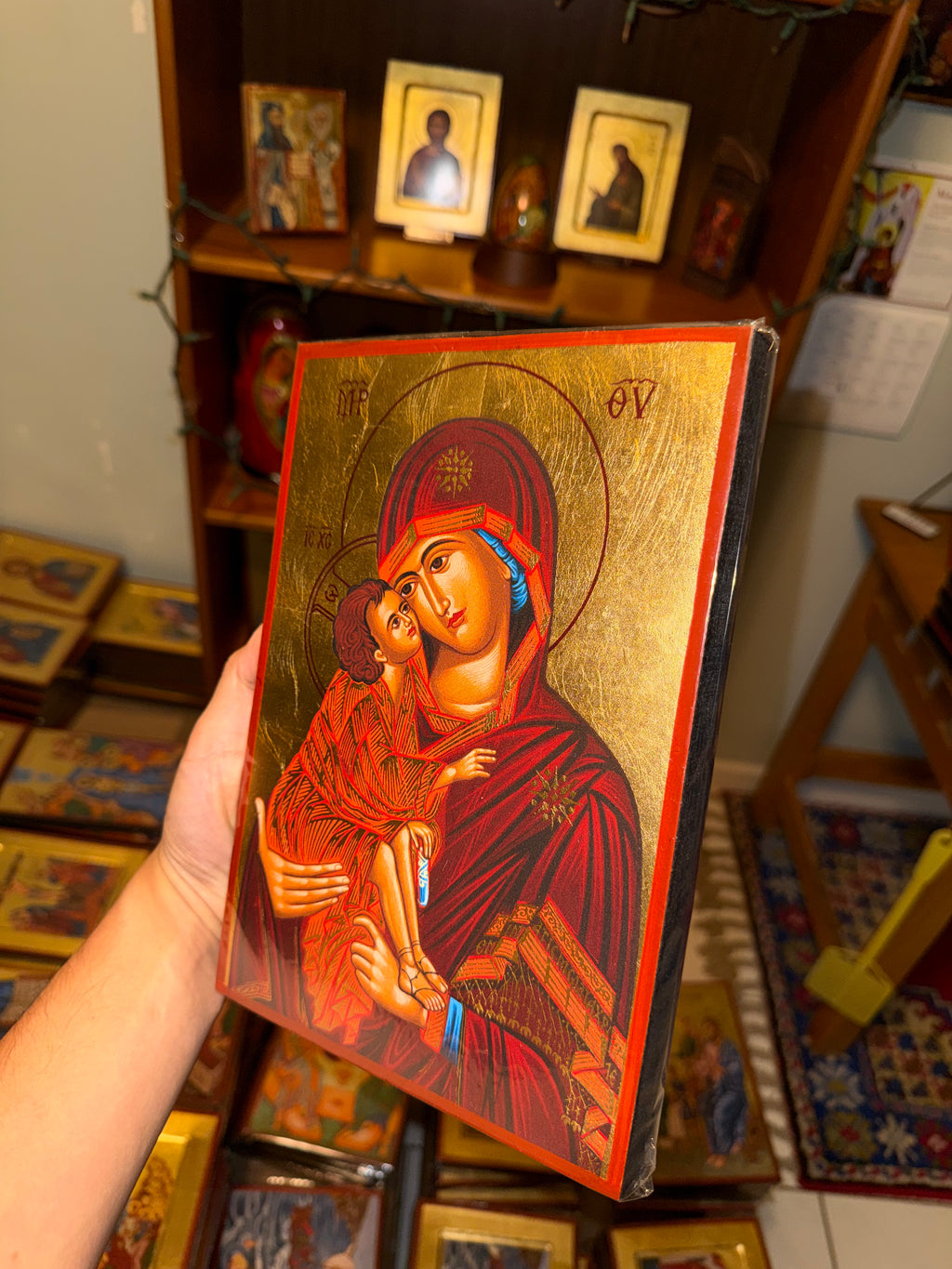 Virgin Mary (Theotokos) Orthodox Icon | 18kt Gold Leaf Byzantine Icon