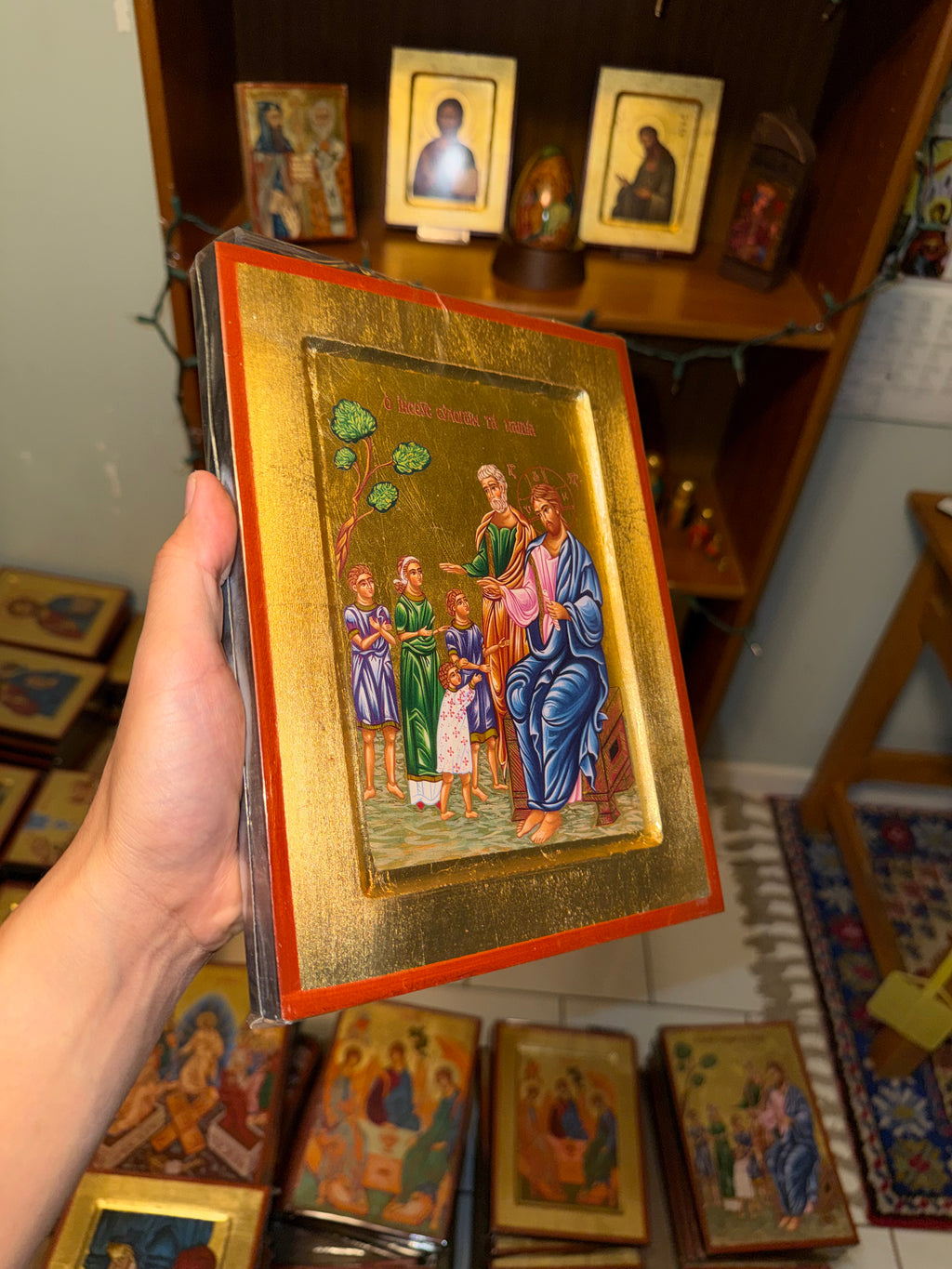 Christ Blessing the Children Orthodox Icon | 18kt Gold Leaf Byzantine Icon