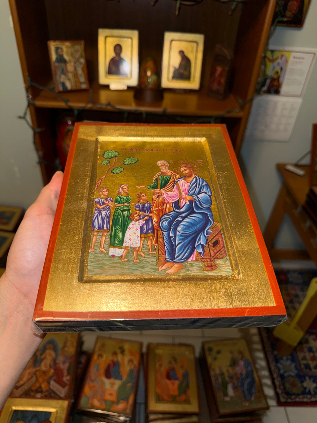 Christ Blessing the Children Orthodox Icon | 18kt Gold Leaf Byzantine Icon