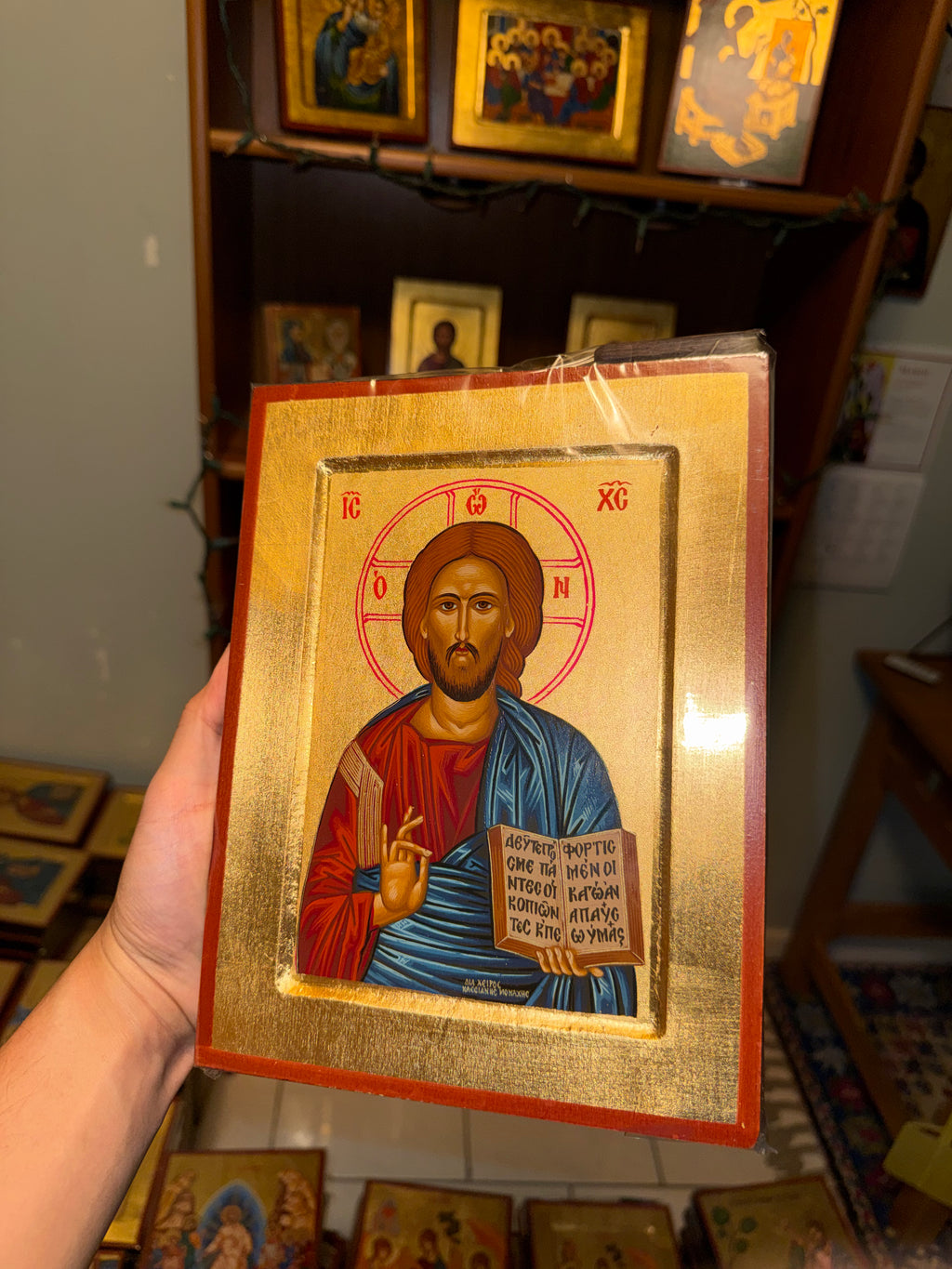 Christ Blessing Orthodox Icon | 18kt Gold Leaf Byzantine Icon